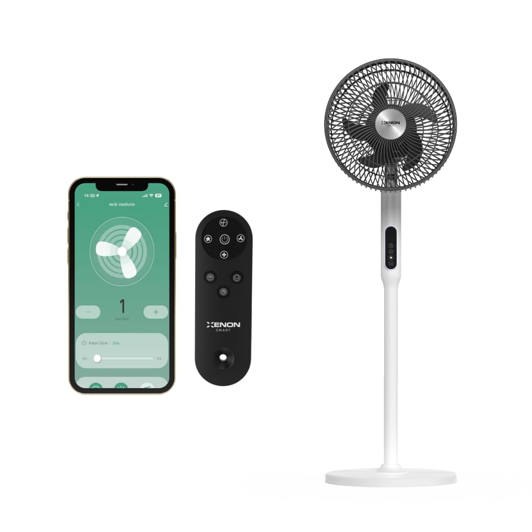Xenon Smart Akıllı Vantilatör Wi-Fi Bluetooth Mobil Uygulama ile Uzaktan Kontrol Edilebilen Max. 60 db Ultra Sessiz 7 Saat Zamanlayıcı Ayaklı Fan X7430
