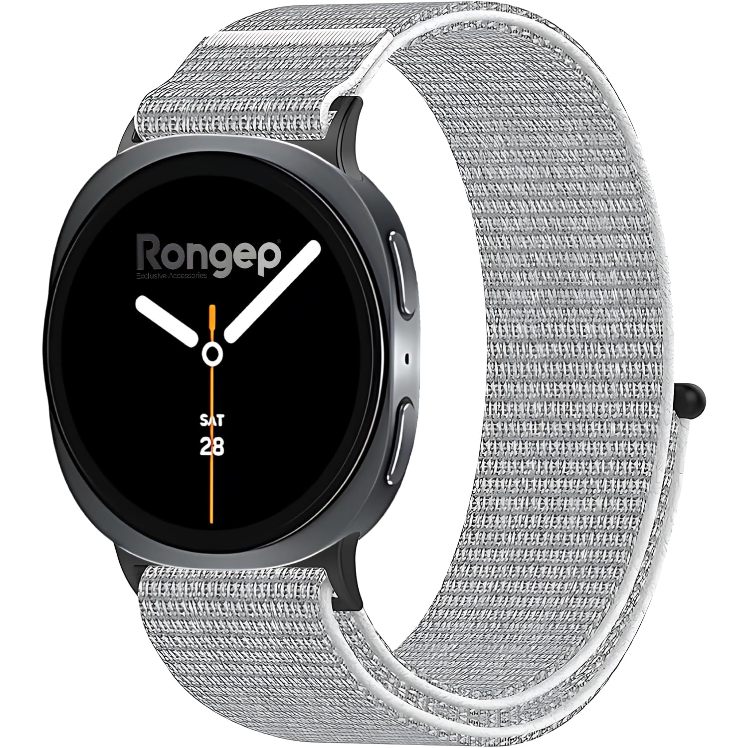 Rongep Samsung ile Uyumlu Hasırlı Kumaş Kordon Galaxy Watch 8 44mm/40mm/Classic 46mm için Terletmeyen Nefes Alabilen Bileğe Göre Ayarlanabilen Yumuşak ve Konforlu Galaxy Watch 8 Kordonu (Sea Shell)