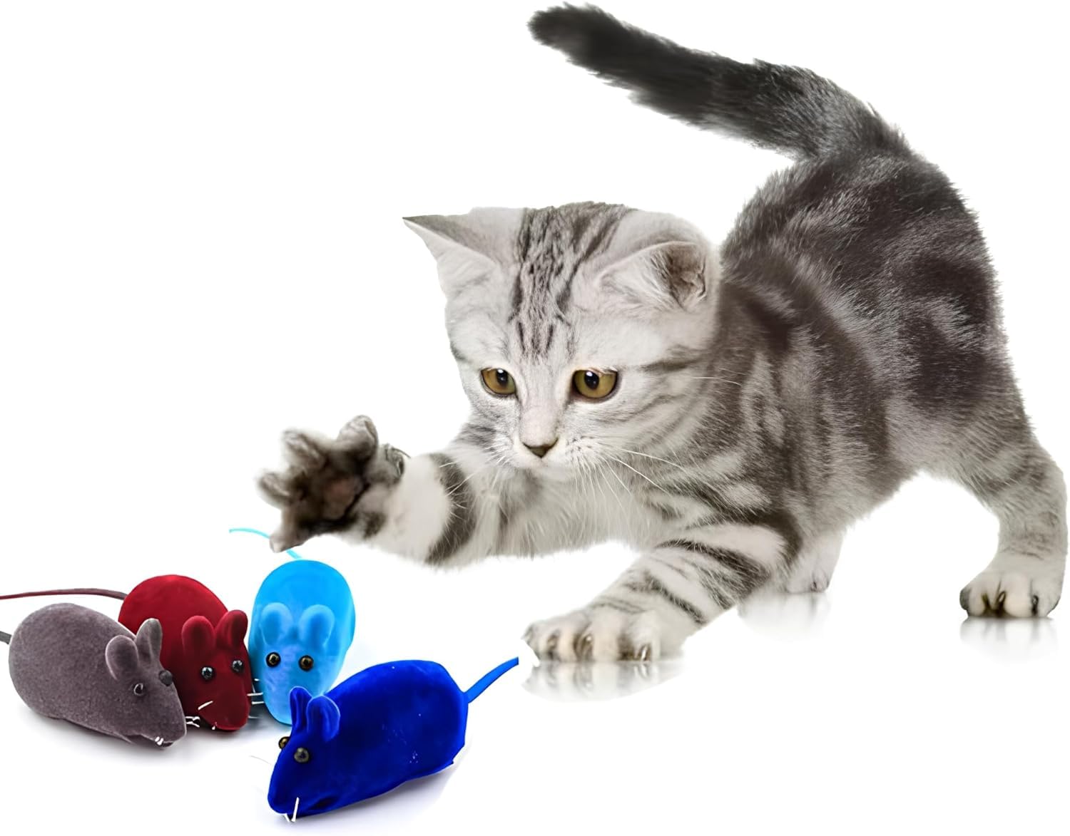 Orret Home 4'lü Sesli Fare Kedi Oyuncağı Seti – Renkli ve Eğlenceli Kedi Av Oyuncakları, Düdüklü Oyuncak Fare, Çiğneme ve Oyun İçin Uygun, Etkileşimli Kedi Oyuncak Seti