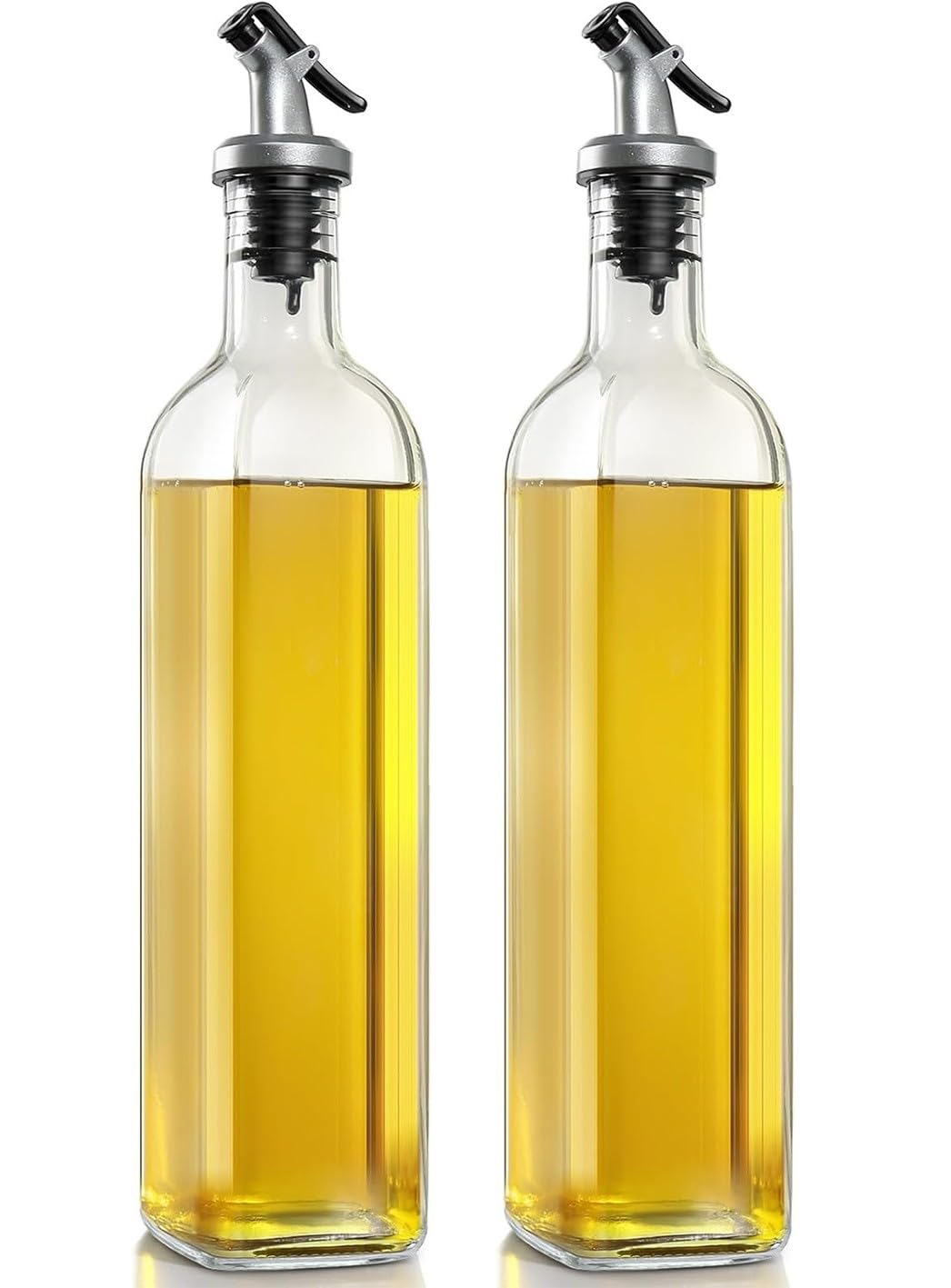Orret Home 2’li Cam Yağdanlık Seti – 500 ml Sızdırmaz Kapaklı Damlatmaz Yağ Şişesi, Zeytinyağı ve Sirke İçin Cam Yağlık, Sıvı Yağ Saklama ve Dökme Şişesi