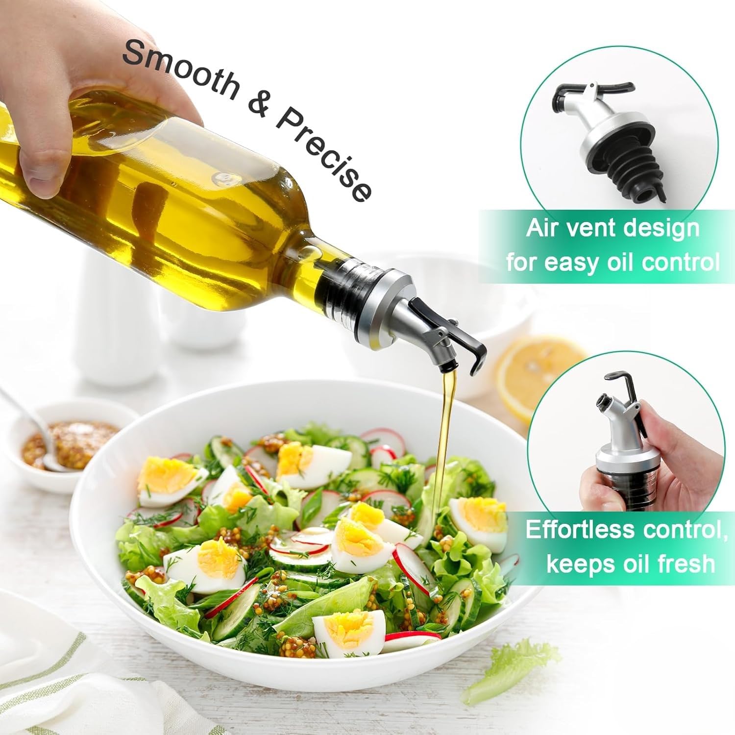 Orret Home 2’li Cam Yağdanlık Seti – 500 ml Sızdırmaz Kapaklı Damlatmaz Yağ Şişesi, Zeytinyağı ve Sirke İçin Cam Yağlık, Sıvı Yağ Saklama ve Dökme Şişesi