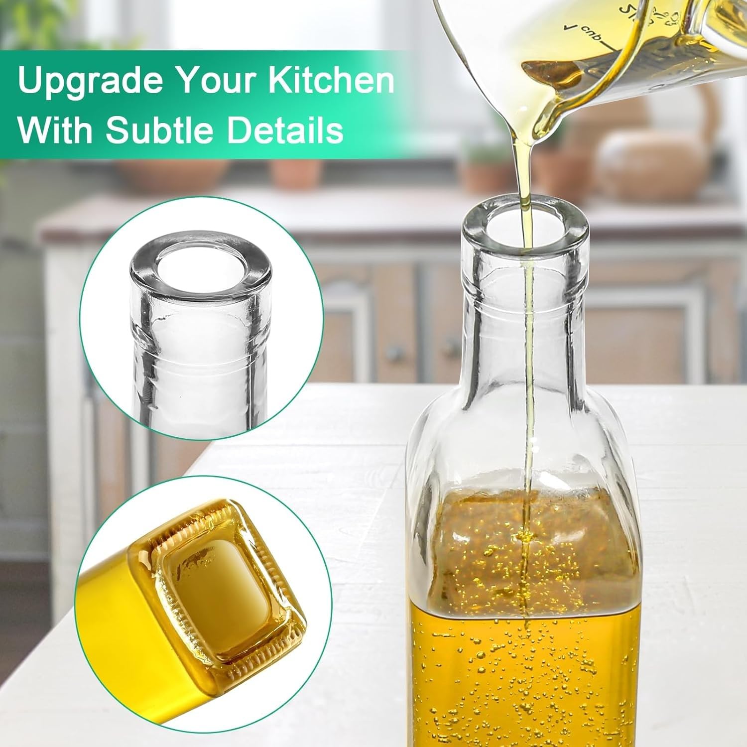 Orret Home 2’li Cam Yağdanlık Seti – 500 ml Sızdırmaz Kapaklı Damlatmaz Yağ Şişesi, Zeytinyağı ve Sirke İçin Cam Yağlık, Sıvı Yağ Saklama ve Dökme Şişesi