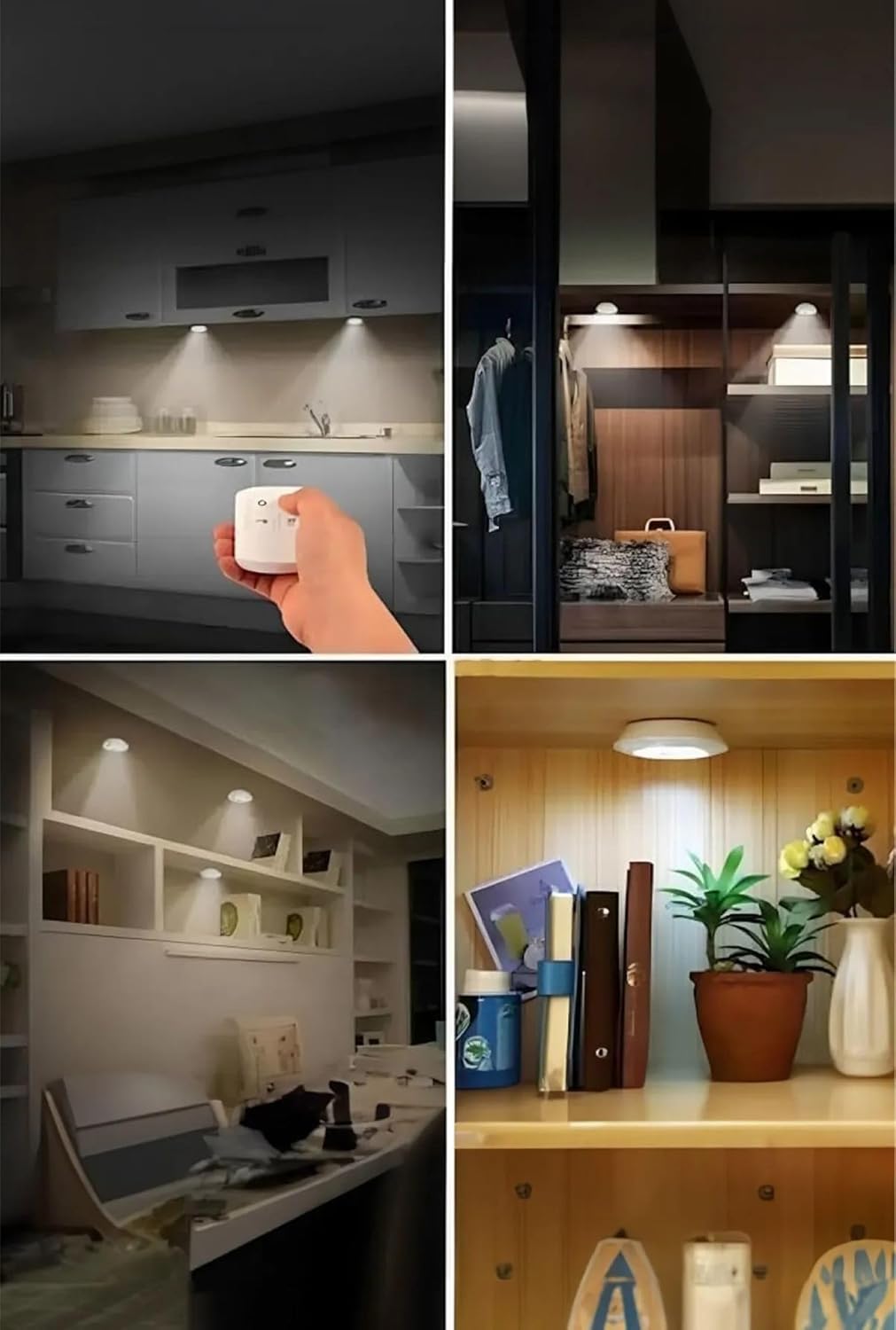 Orret Home Kablosuz Uzaktan Kumandalı LED Spot Lamba – 3’lü Pilli Set, Dolap Altı Işık, Gece Lambası, Dolap İçi Aydınlatma, Kumanda Kontrollü Mini Spot Lamba (Piller Kutuya Dahil Değildir)