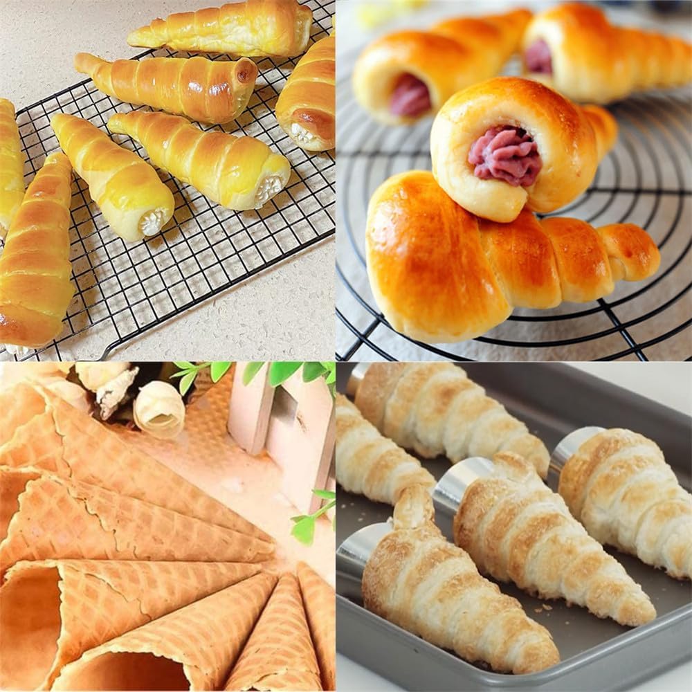 Orret Home 6’lı Paslanmaz Çelik Cannoli Kalıbı – Krem Rulo, Kruvasan, Külah ve Hamur Sarma İçin Koni Şekilli Pasta Kalıbı, Pastacılık Huni Seti-Kurabiye Kalıbı