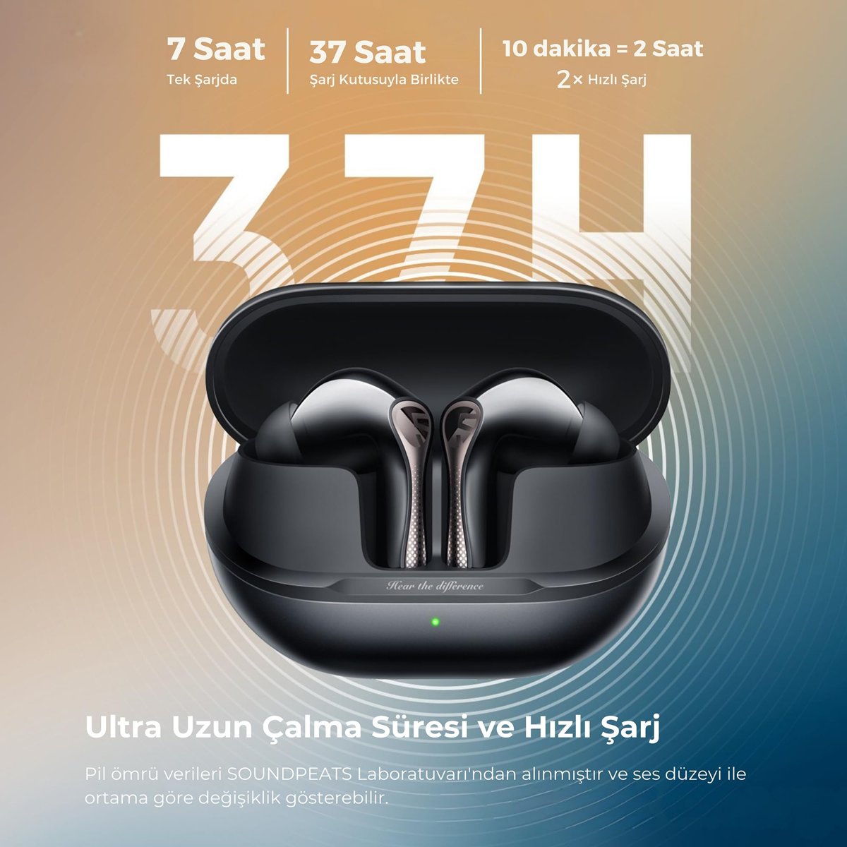 SoundPEATS Air5 Pro Hi-Res LDAC ANC TWS Kablosuz Bluetooth 5.4 Kulaklık Siyah