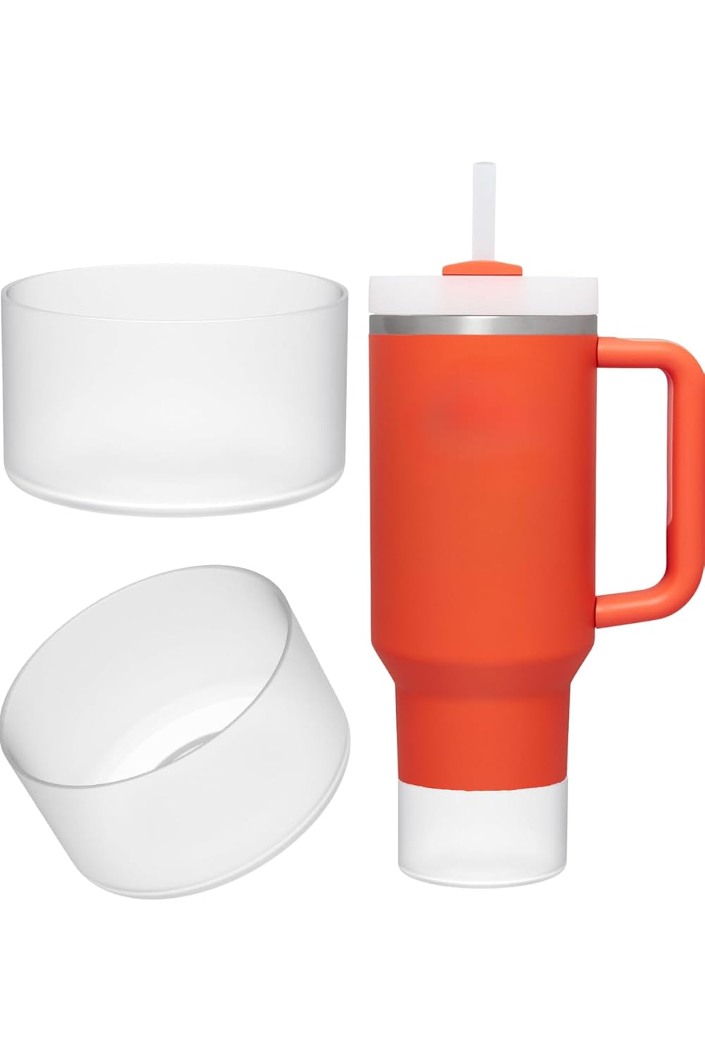 1 Adet Silikon Taban Koruyucu – Stanley Quencher 20/30/40 Oz ile Uyumlu – Bardak Altı Kılıfı, Kaymaz ve Sessiz Kullanım – Beyaz Renk