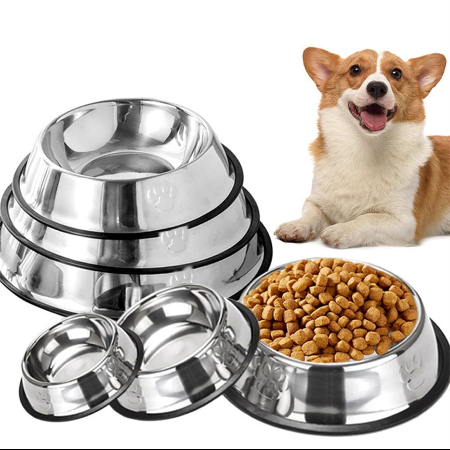 Kaymaz Taban Paslanmaz Çelik Mama Ve Su Kabı (18 CM)