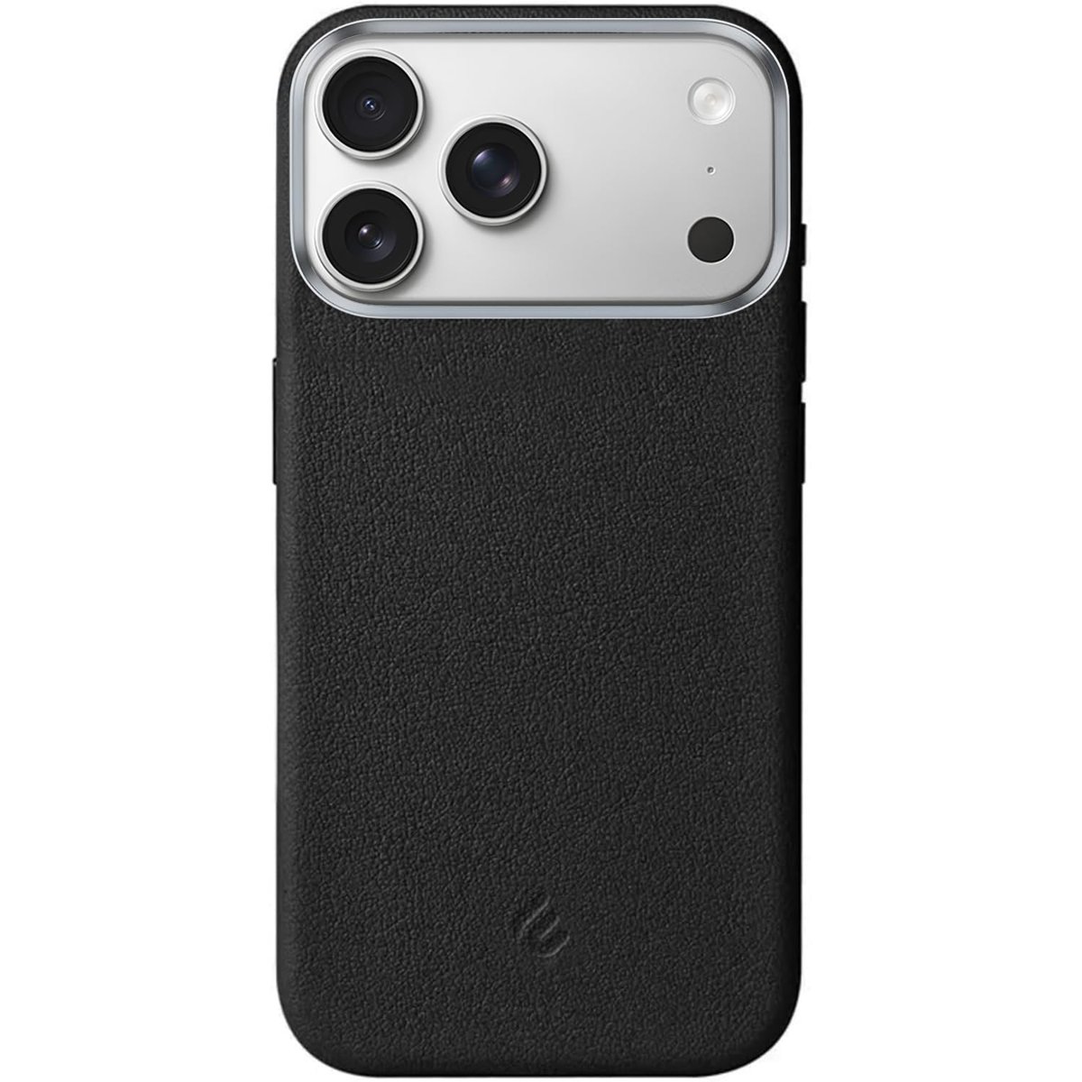 Minesk iPhone 17 Pro Max için MagSafe ile Uyumlu Çizilmeyen ve Parmak İzi Tutmayan Deri Görünümlü Metal Tuşlu ve Metal Lens Çerçeveli Hybrid Silikon Kılıf (Siyah, 17 Pro Max)