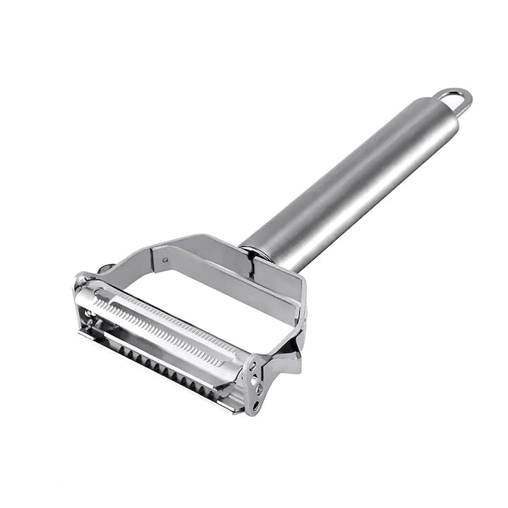 MallArt® 3'ü 1 Arada Paslanmaz Çelik Sebze Soyacağı – Julienne, Düz ve Şerit Soyma Fonksiyonlu, Ergonomik Mutfak Soyacağı