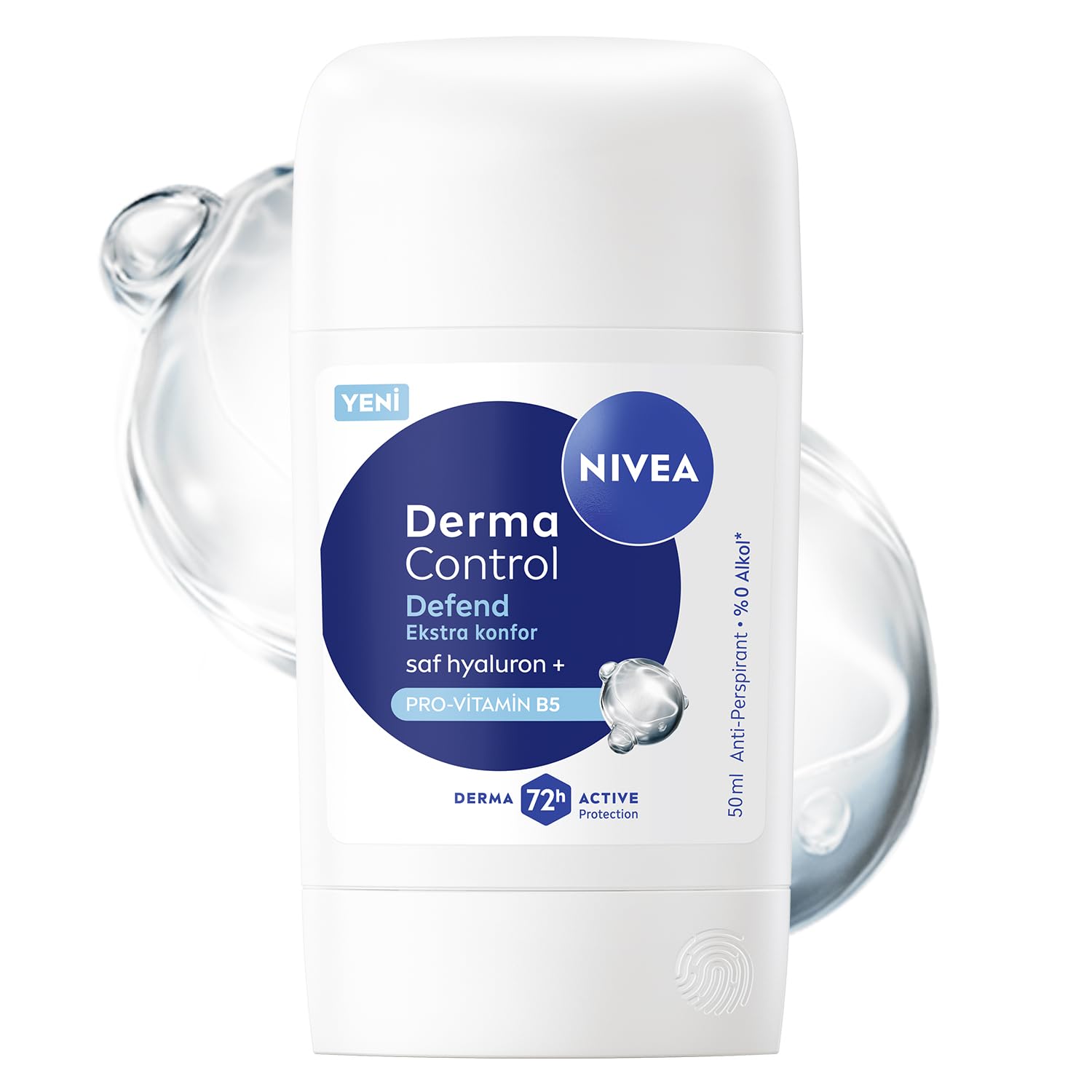 NIVEA Kadın Stick Deodorant Derma Control Defend 50 ml, Tahrişe Karşı Koruma, Alkolsüz, 72 Saat ANti-perspirant Koruma,Çiçeksi Koku,Hyaluronik Asit, Pro Vitamin B5