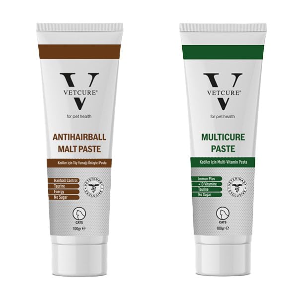 Vetcure Kedi Tüy Yumağı Önleyici Malt Paste 100 gr + Vetcure Multivitamin 100 gr
