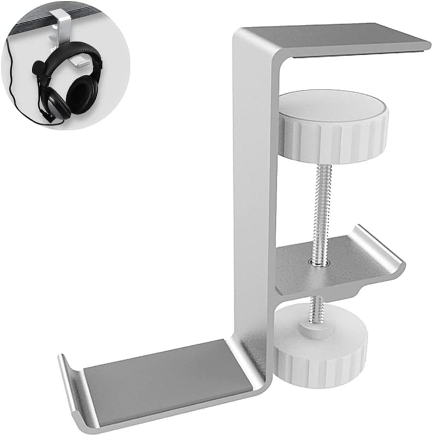 Bolivia's Masa Kulaklık Askısı, Alüminyum Tasarruflu Kulaklık Standı, Masa Altı Kulaklık Kancası, Ayarlanabilir Kelepçeli, Tüm Kulaklıklar İçin (Gümüş)