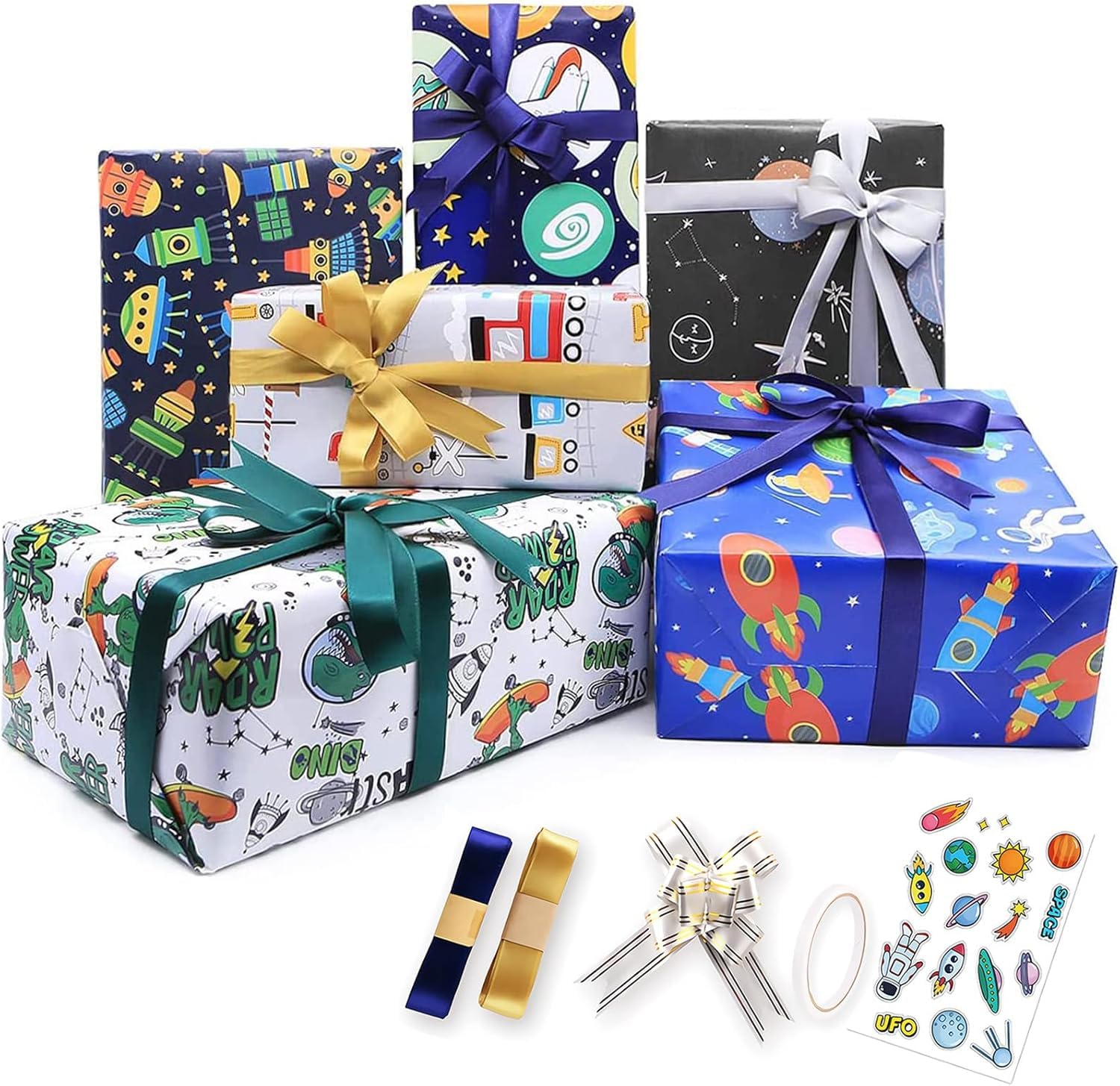 Aputue Hediye paketleme kağıdı, Doğum Günü, Bebek Partisi, Gelin Partisi ve Tatiller için, 6 Yaprak Hediye Paketleme Seti