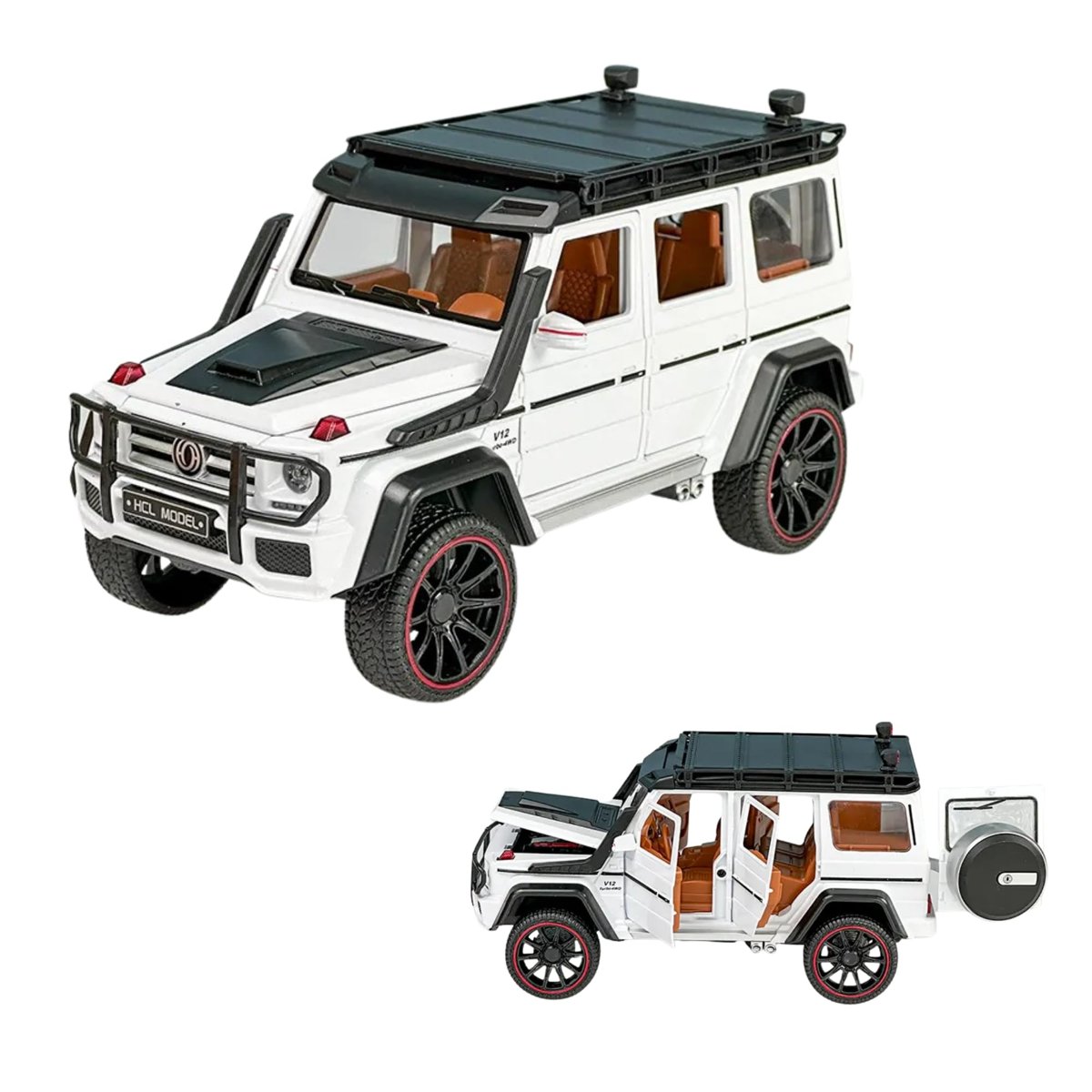 Mercedes G Seri Arazi Aracı Die Cast Model Kutulu Buhar Atan Çek Bırak Full Fonksiyon Kapıları Açılan 1:22 Ölçek Model Araba Kutulu Koleksiyonluk Ürün (Beyaz)