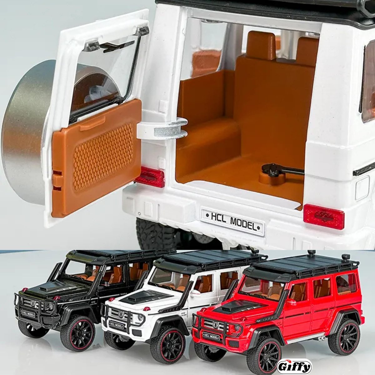 Mercedes G Seri Arazi Aracı Die Cast Model Kutulu Buhar Atan Çek Bırak Full Fonksiyon Kapıları Açılan 1:22 Ölçek Model Araba Kutulu Koleksiyonluk Ürün (Beyaz)