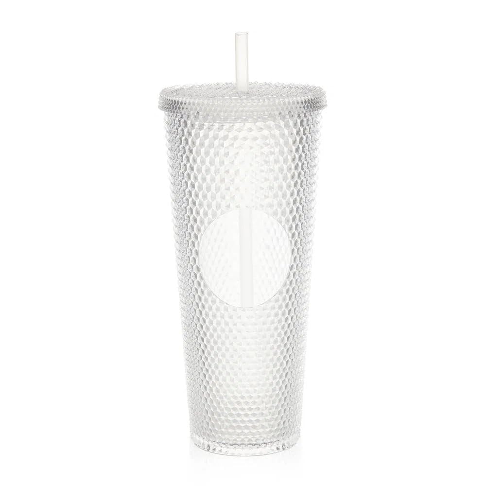 Efe Mark Kristal Desen 750 ml Pipetli Soğuk İçecek/Kahve Bardağı Beyaz