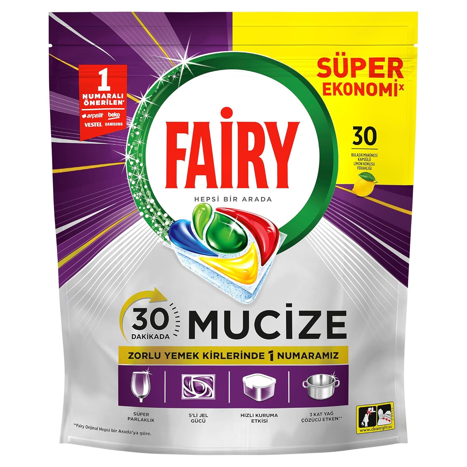 FAIRY Mucize Bulaşık Makinesi Deterjanı Kapsülü/Tableti 30 Yıkama