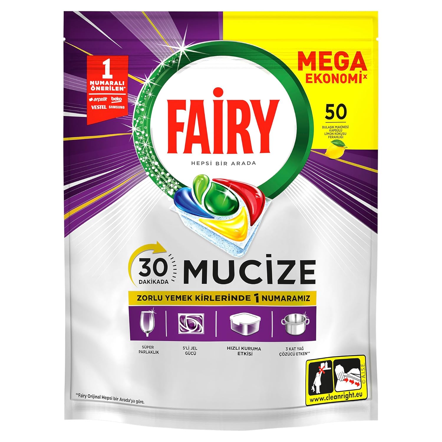 FAIRY Mucize Bulaşık Makinesi Deterjanı Kapsülü/Tableti 50 Yıkama