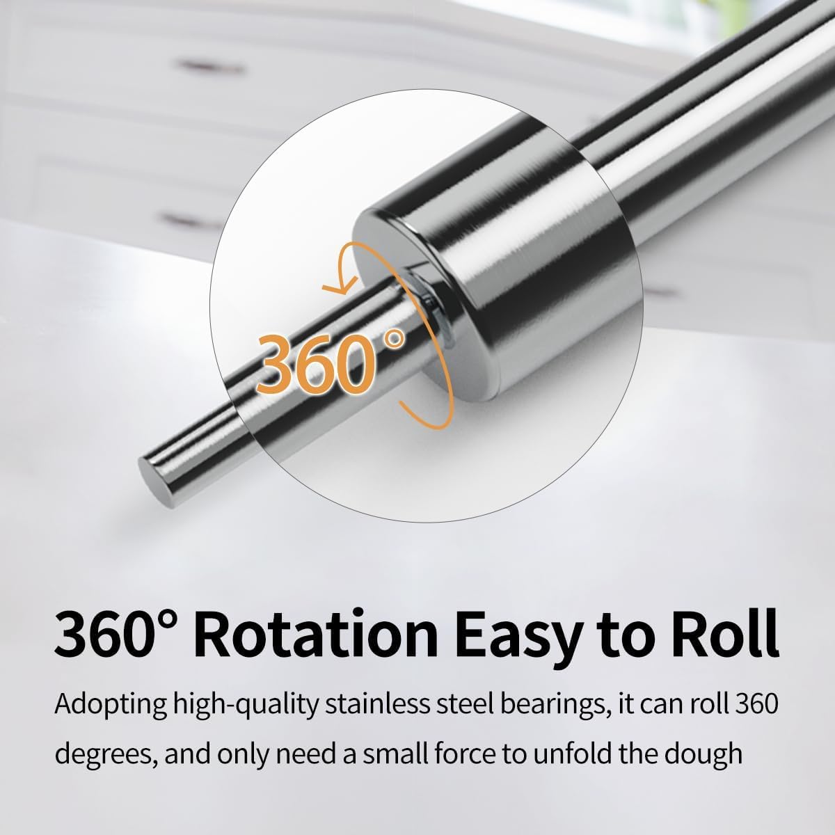 AEE® Paslanmaz Çelik Merdane – Hamur Açma Rulosu Dönmeli Metal Oklava – Ergonomik Saplı Döner Başlıklı Rolling Pin Profesyonel Kullanım – 25 cm Rulo + 2x9 cm Sap – Toplam 43 cm