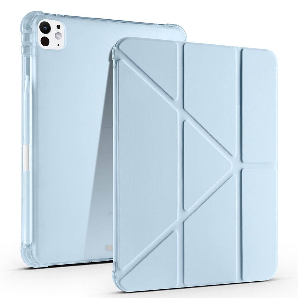 Zore Apple ile uyumlu iPad Pro 11 2024 Kılıf Zore Tri Folding Kalem Bölmeli Standlı Kılıf Mavi