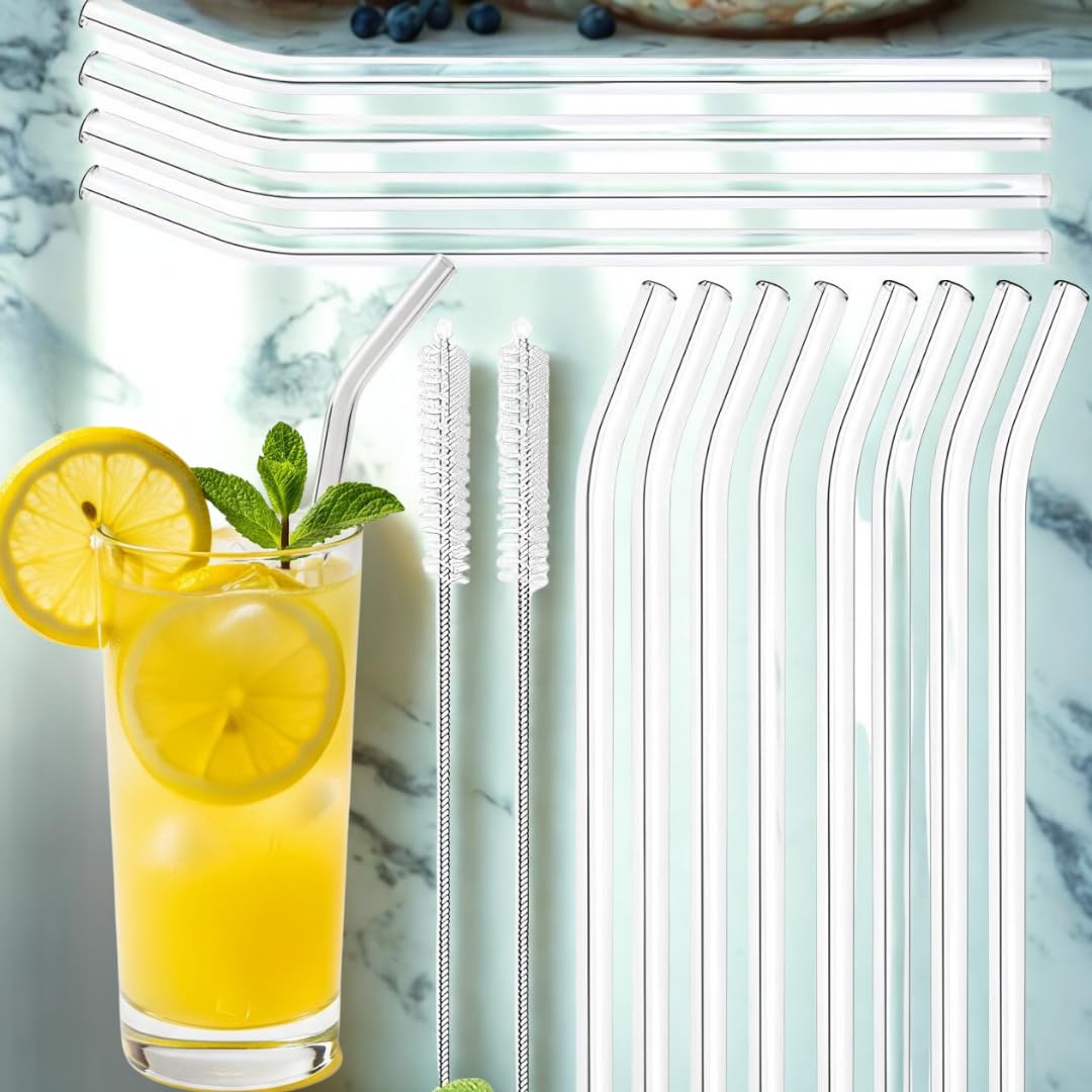 Cam Pipet Seti 14’lü – 12 Adet Cam Pipet + 2 Temizleme Fırçası | Yıkanabilir Antibakteriyel | Smoothie Kahve İçecek İçin | Çevre Dostu Kırılmaz YÜKSEK DAYANIKLILIK