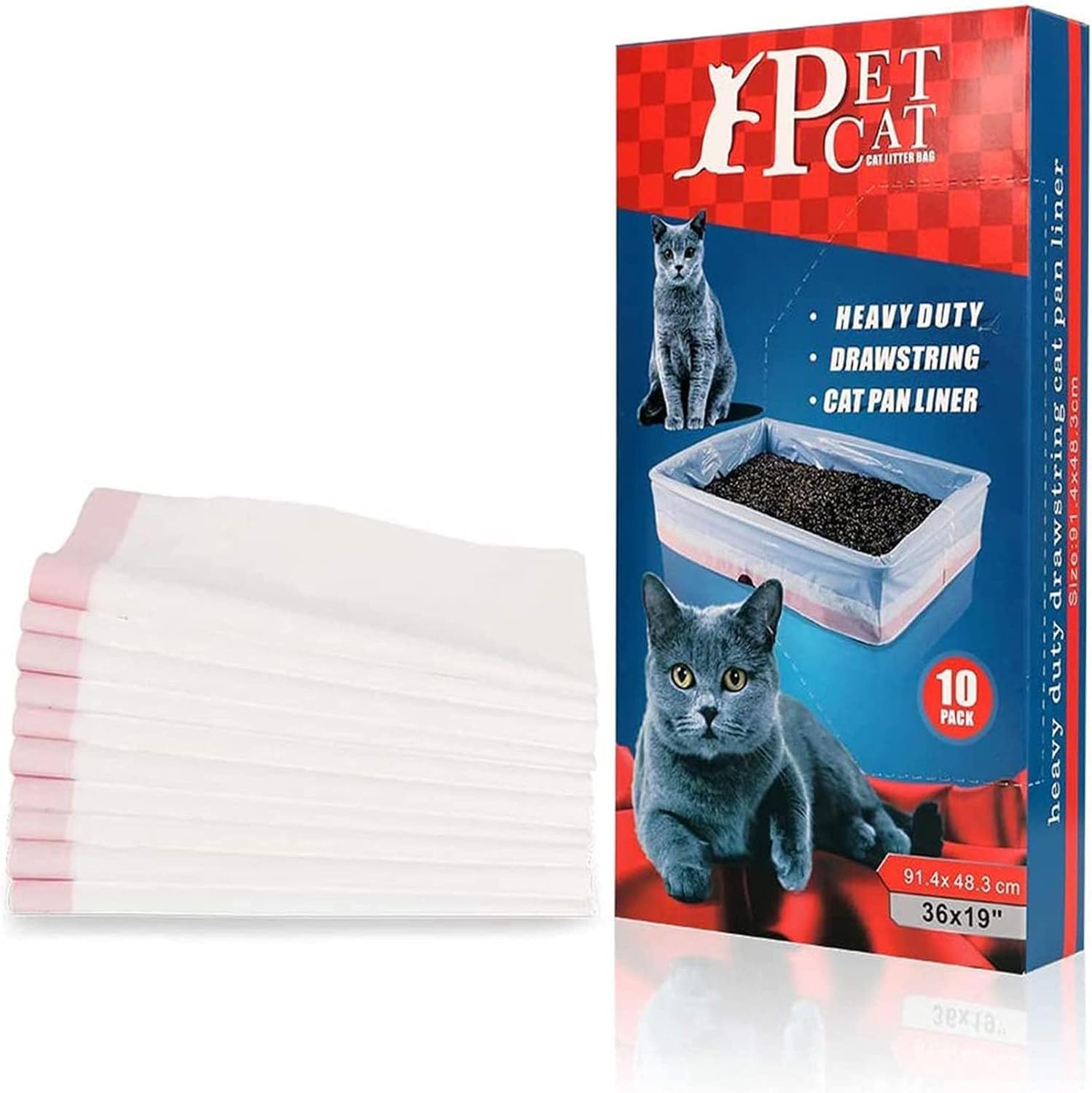 Aputue Kum kabı astarları, 10 adet 78.8x43.1cm ekstra dayanıklı yırtılmaz büyük kedi kumu torbası, tek kullanımlık kedi dışkı torbası, kedi ve evcil hayvan atıkları için