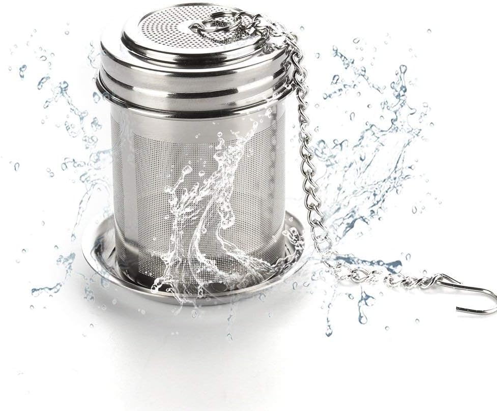 Xspring Çay Süzgeci, Paslanmaz Çelik Ekstra İnce Gözenekli Çay İnfüzyonu, Uzatmalı Zincir Kancalı, Demlik ve Fincanlar İçin, Baharatlar ve Bitki Çayları ile Kullanıma Uygun