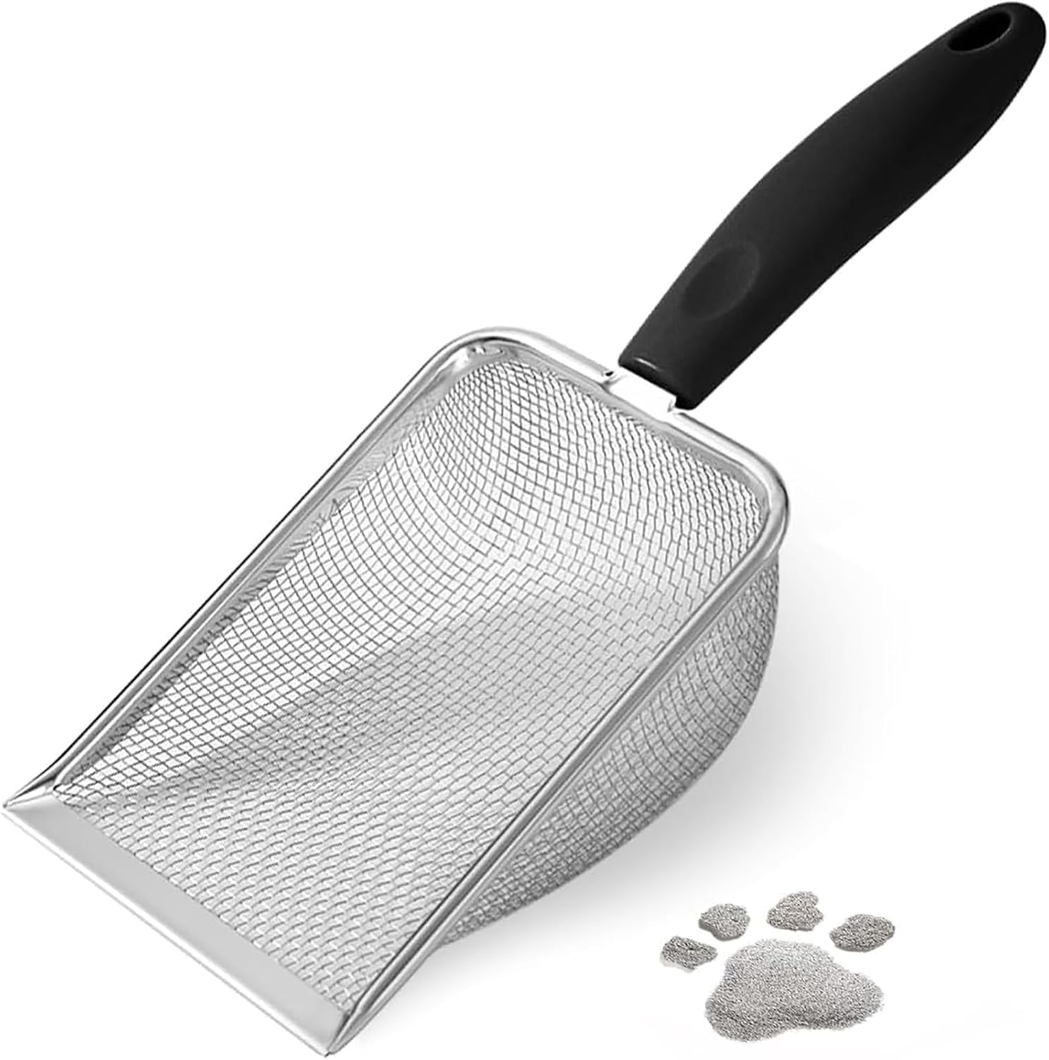 Aputue Kedi Kumu Küreği, Paslanmaz Çelik Kafes Tasarımlı Kedi Kumu Küreği, Pratik Kancalı Kedi Kumu Küreği, Yükseltilmiş Saplı Metal Kedi Kumu Küreği, Kedi Kumu Kabı ve Yavru Kedi Dışkısı Toplama için