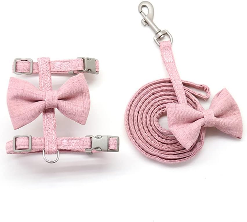 Aputue Kedi Tasması ve Kayış Seti, Ayarlanabilir Yumuşak Nefes Alabilir Şeritli Yelek Tasması, Küçük Orta Boy Kediler, Köpekler ve Eğitim Yürüyüşü İçin Kaçış Önleyici Yelek (Pembe)