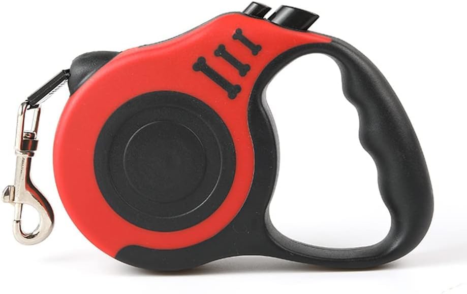 Aputue Geri Çekilebilir Köpek Tasması, 5 m Köpek Tasması 360° Karışmayan Kaymaz Saplı, Tek Elle Fren, Duraklatma ve Kilitleme, Küçük Orta Büyük Köpekler İçin Köpek Tasması (Kırmızı)