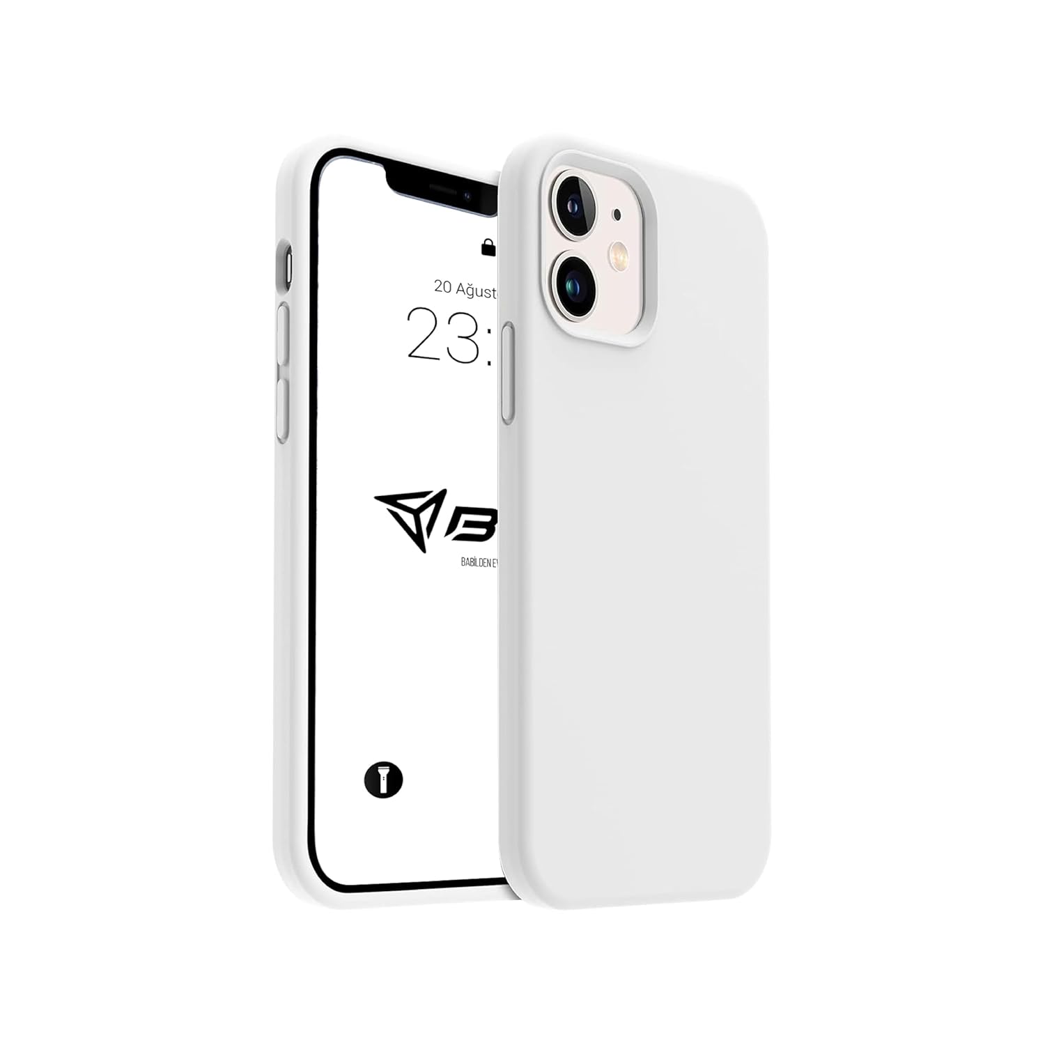 iPhone Kılıf İnce Sıvı Silikon 3 Katmanlı Tam Kaplamalı Yumuşak Jel Kauçuk Kılıf Kapak (Beyaz, iPhone 11)