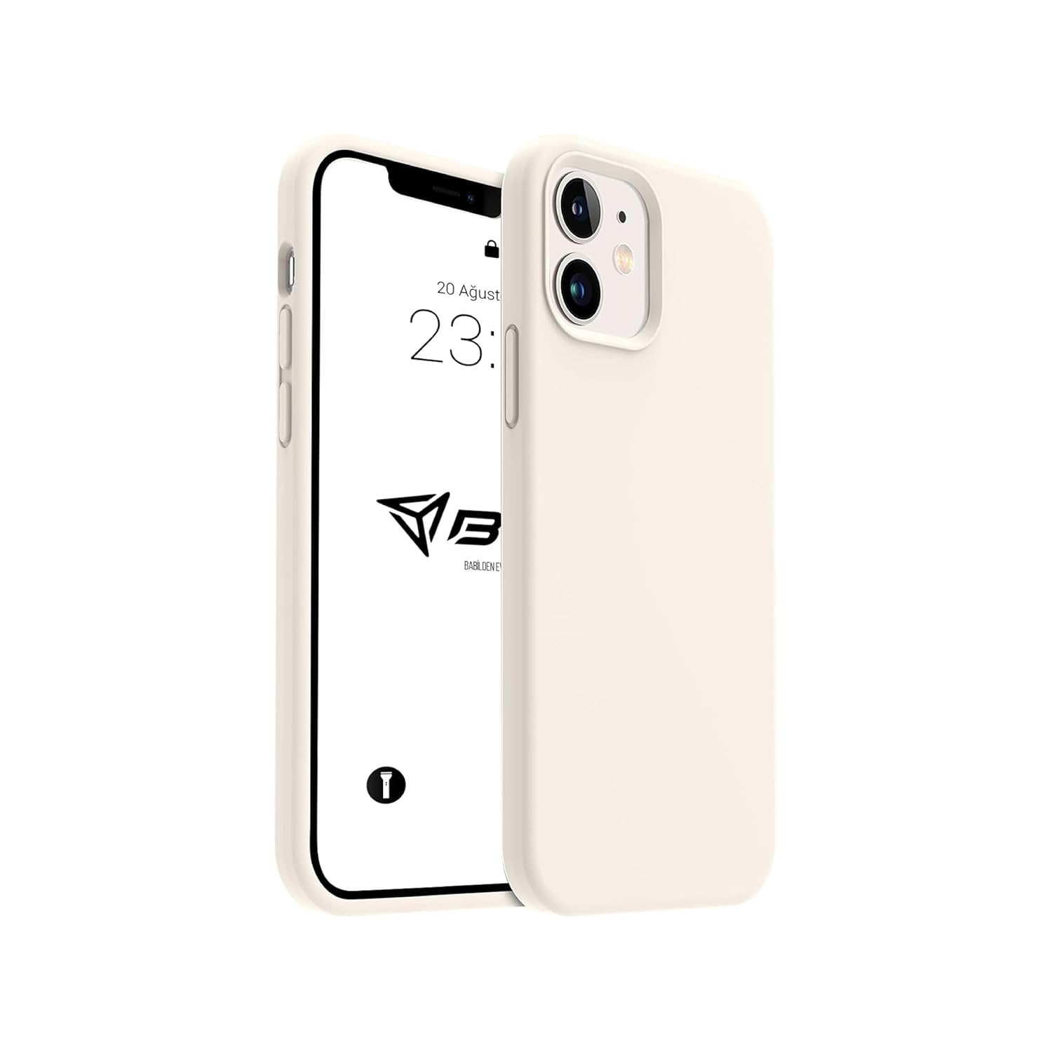 iPhone Kılıf İnce Sıvı Silikon 3 Katmanlı Tam Kaplamalı Yumuşak Jel Kauçuk Kılıf Kapak (Krem, iPhone 11)