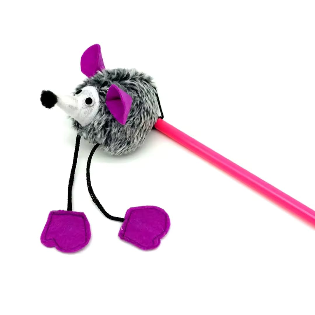 Jouis Oltası Peluş Hayvan Figürlü Sesli Kedi Oyuncağı - Eğlenceli ve Hareketli Peluş Kedi Oyuncağı, Ses Çıkaran Figürlü Kedi Oltası ile Kedinizin Av İçgüdüsünü Destekleyen İnteraktif Oyun