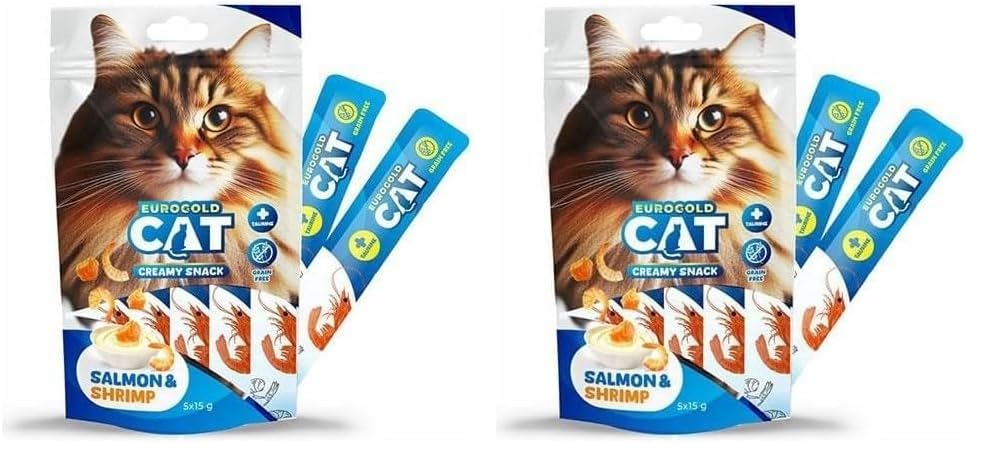 EuroGold Cat Sıvı Kedi Ödülü Somon-Karides 5x15 gr 2li paket