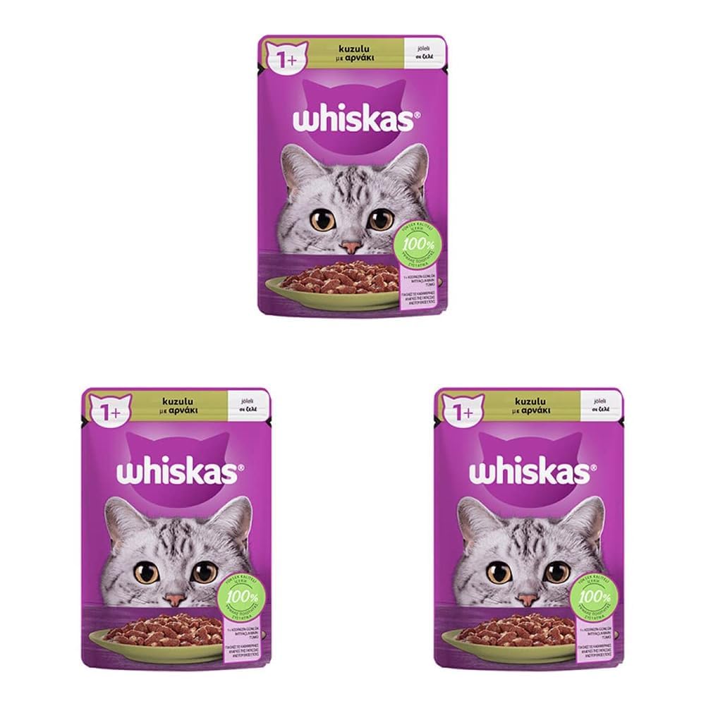 Whiskas Pouch Jöle İçinde Kuzulu Yetişkin Kedi Konservesi 85 Gr Tekli Paket 3lü paket