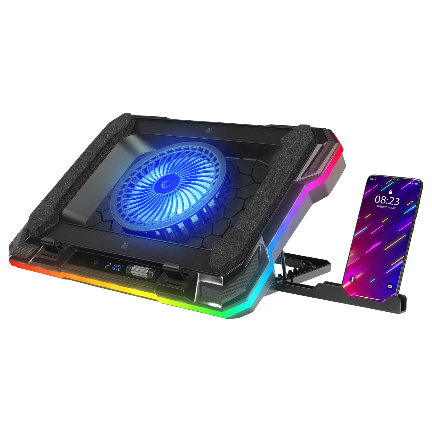 Rampage S49 Cyclone Laptop Notebook Soğutucu Stand RGB Renkli Oyunculara Özel 2 USB Port 140mm Fan 14-19inç