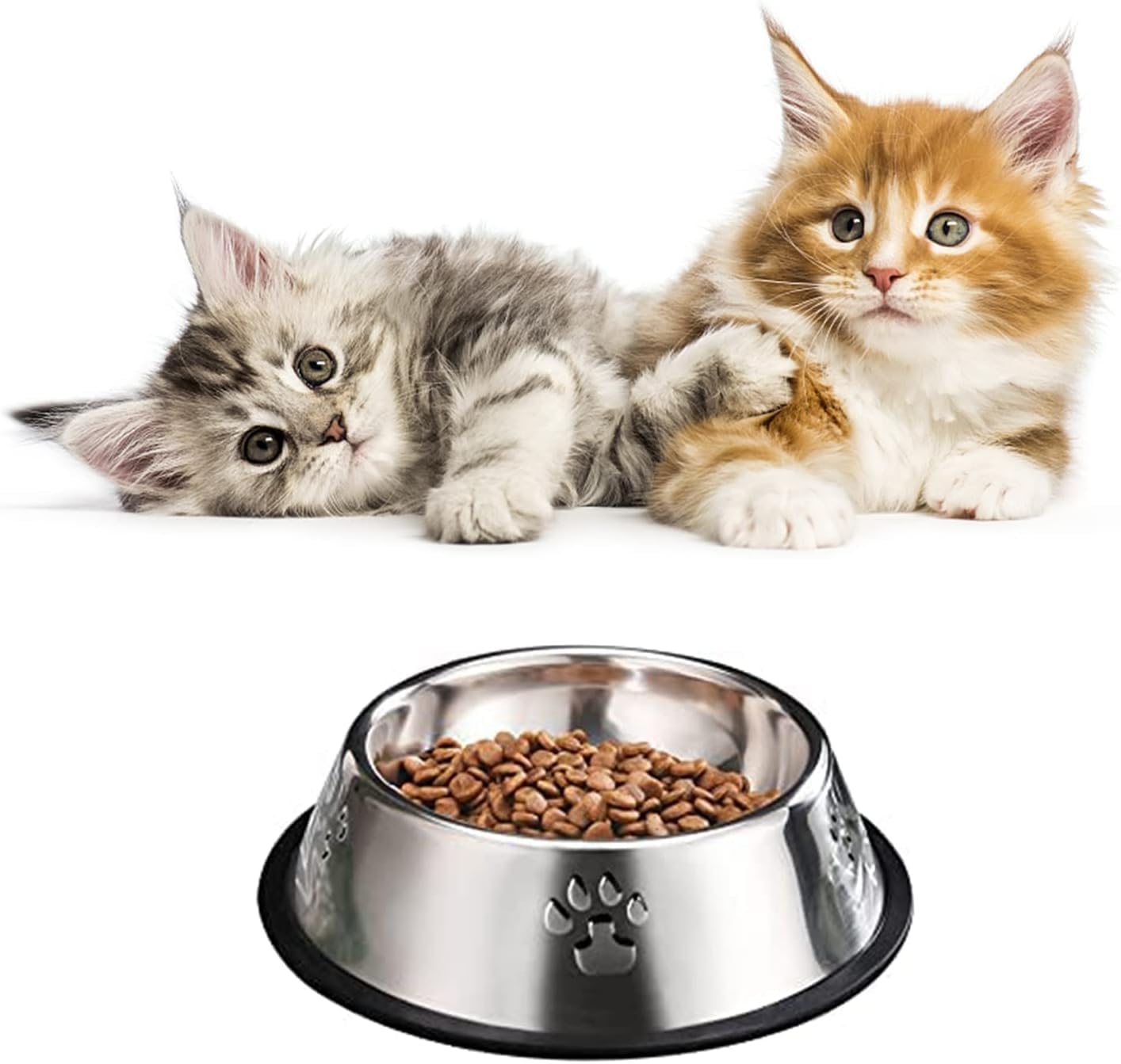 Jouis Kedi Köpek Mama Su Kabı Paslanmaz Çelik Kedi ve Köpek Mama Kabı - Kaymaz Tabanlı, Dayanıklı Besleme Tası (18 Cm)