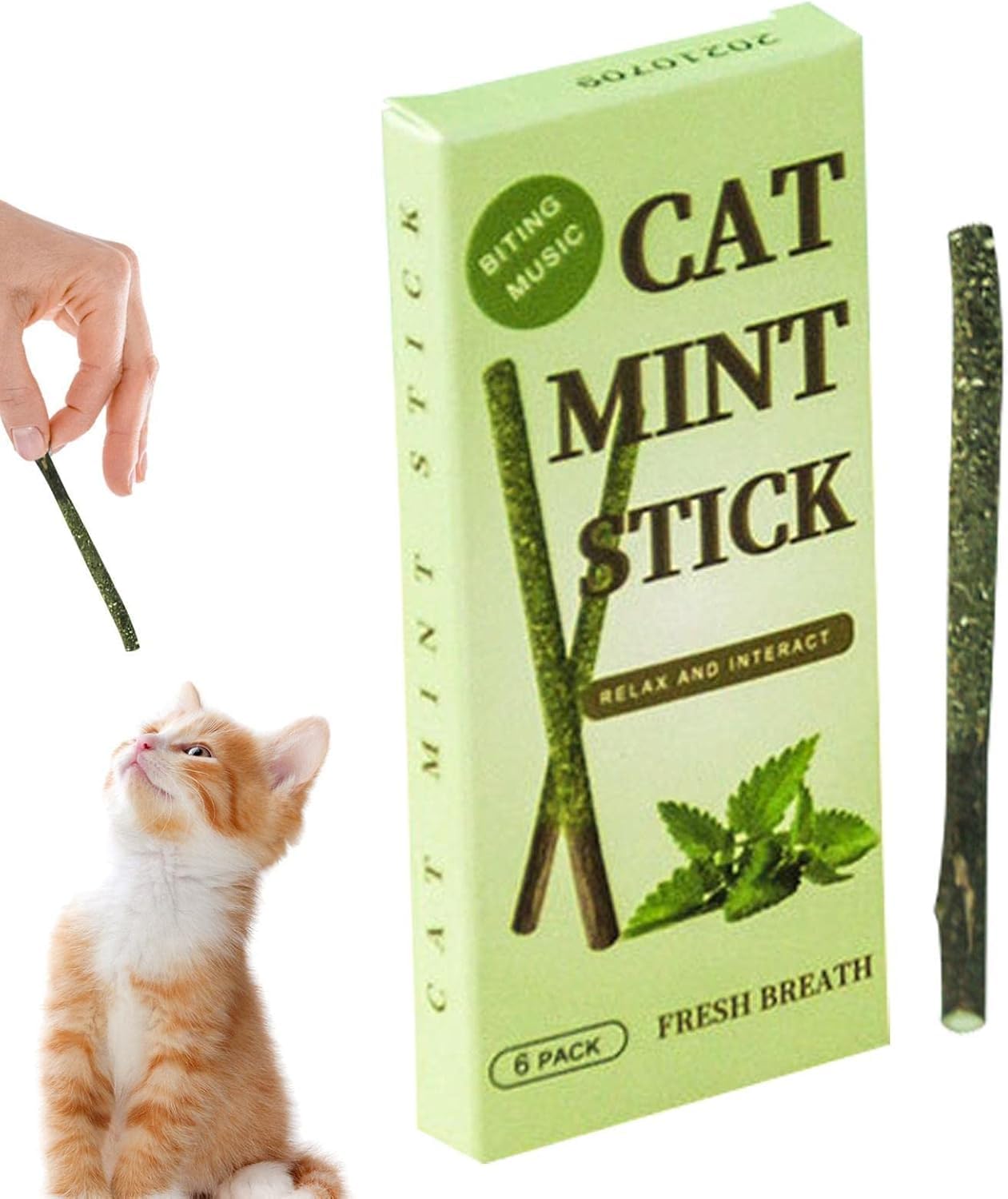 Jouis Kedi Nanesi Matatabi Kedi Diş Bakım Çubuğu, 6'lı Paket, Doğal Diş Temizleyici ve Ağız Bakımı için Çiğneme Çubukları (Kedi Otu)