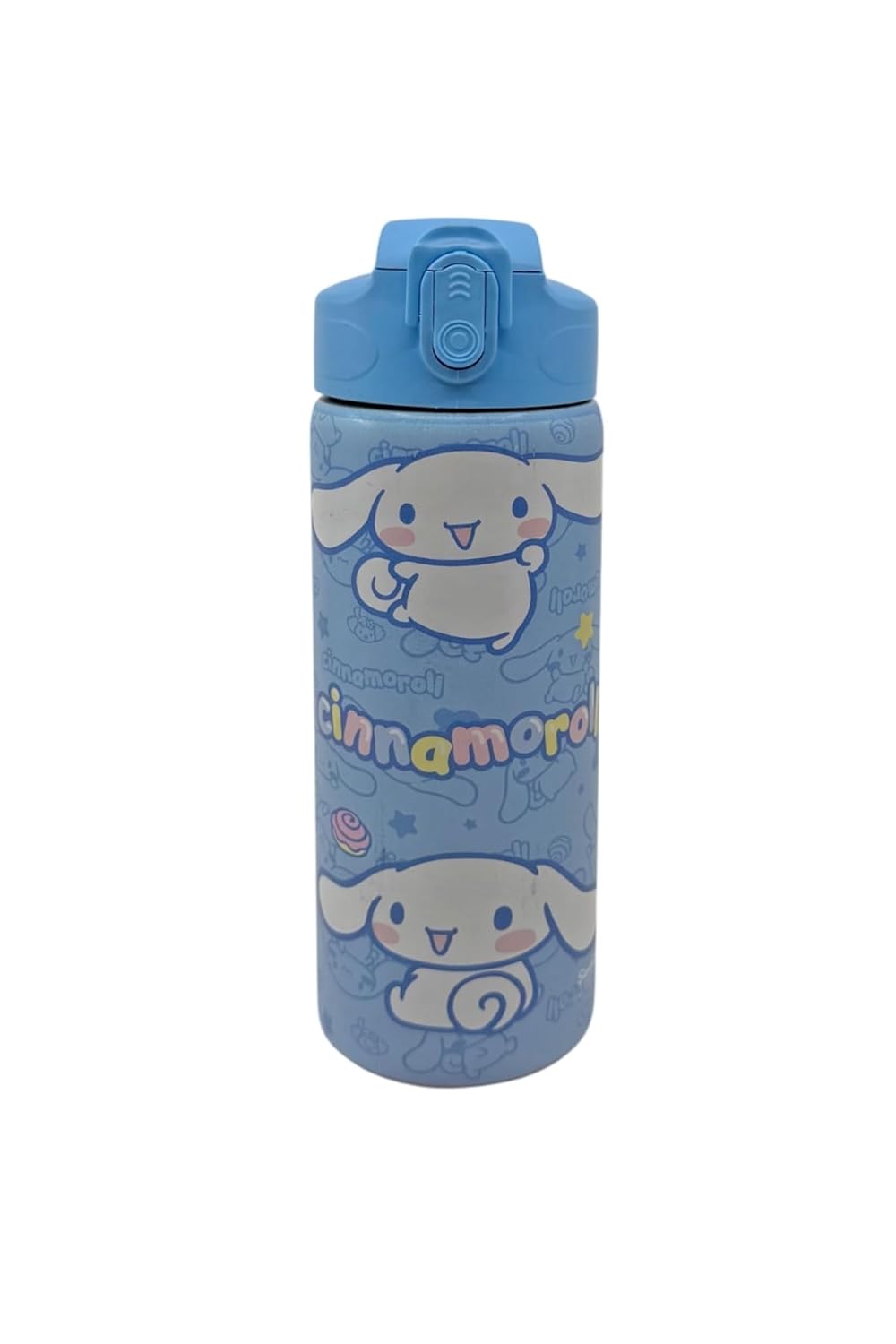 Wiggle 600ml Cinnamoroll Temalı Lisanslı Pipetli Kilitlenebilir Kapak Paslanmaz Çelik Termos Matara