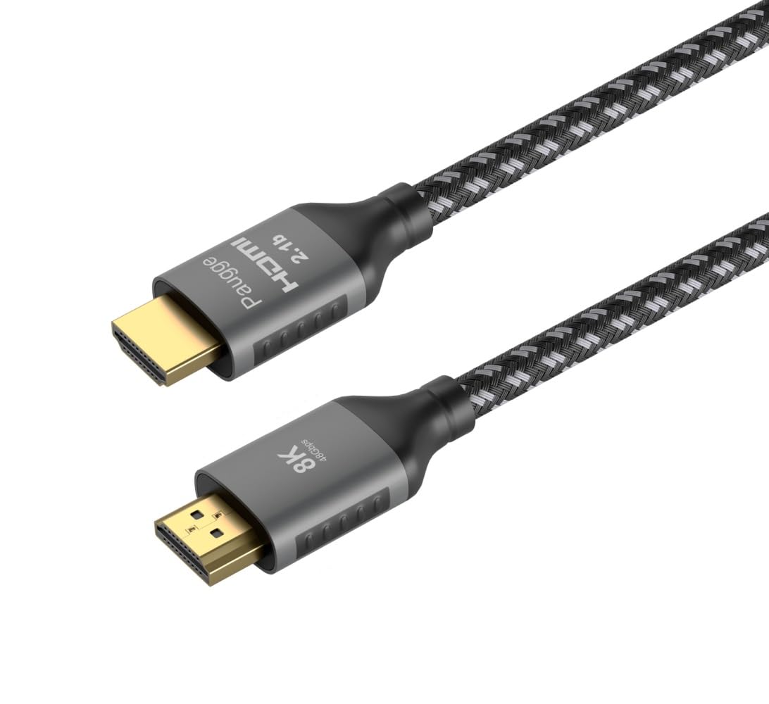 Paugge Ultra Sertifikalı HDMI® 2.1b Kablo - (2.1b/2.1/2.0b/2.0/1.4) 10K, 8K 60Hz, 4K 240Hz 165Hz 144Hz 120Hz 60Hz, eARC, HDCP2.3, HDR, D-HDR, Dolby Vision, Dolby Atmos (2m)
