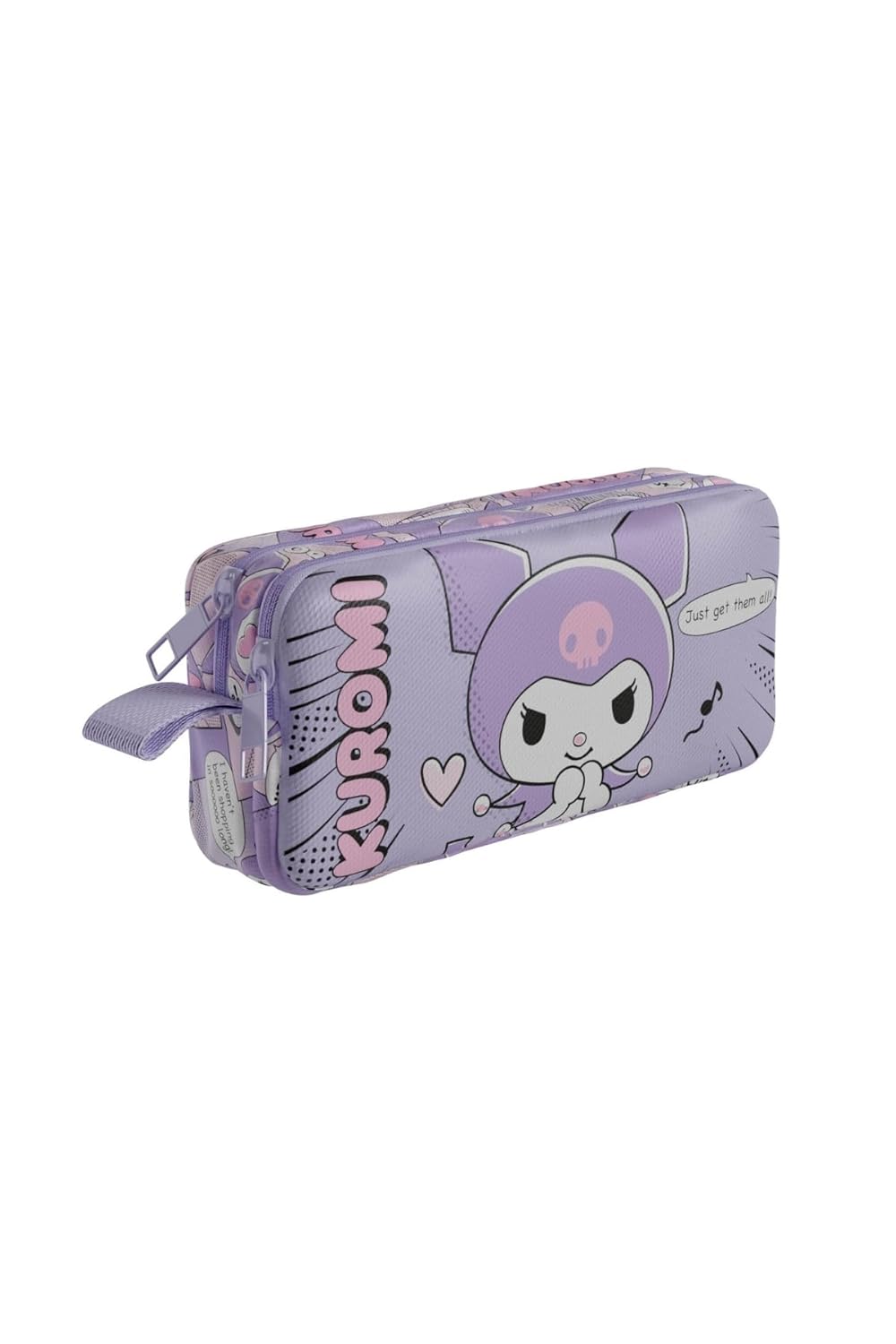 Wiggle Kuromi Temalı Lisanslı Mat Okul Kalem Kutusu Çift Bölmeli Çocuk Bez Kalem Çantası (Lila)