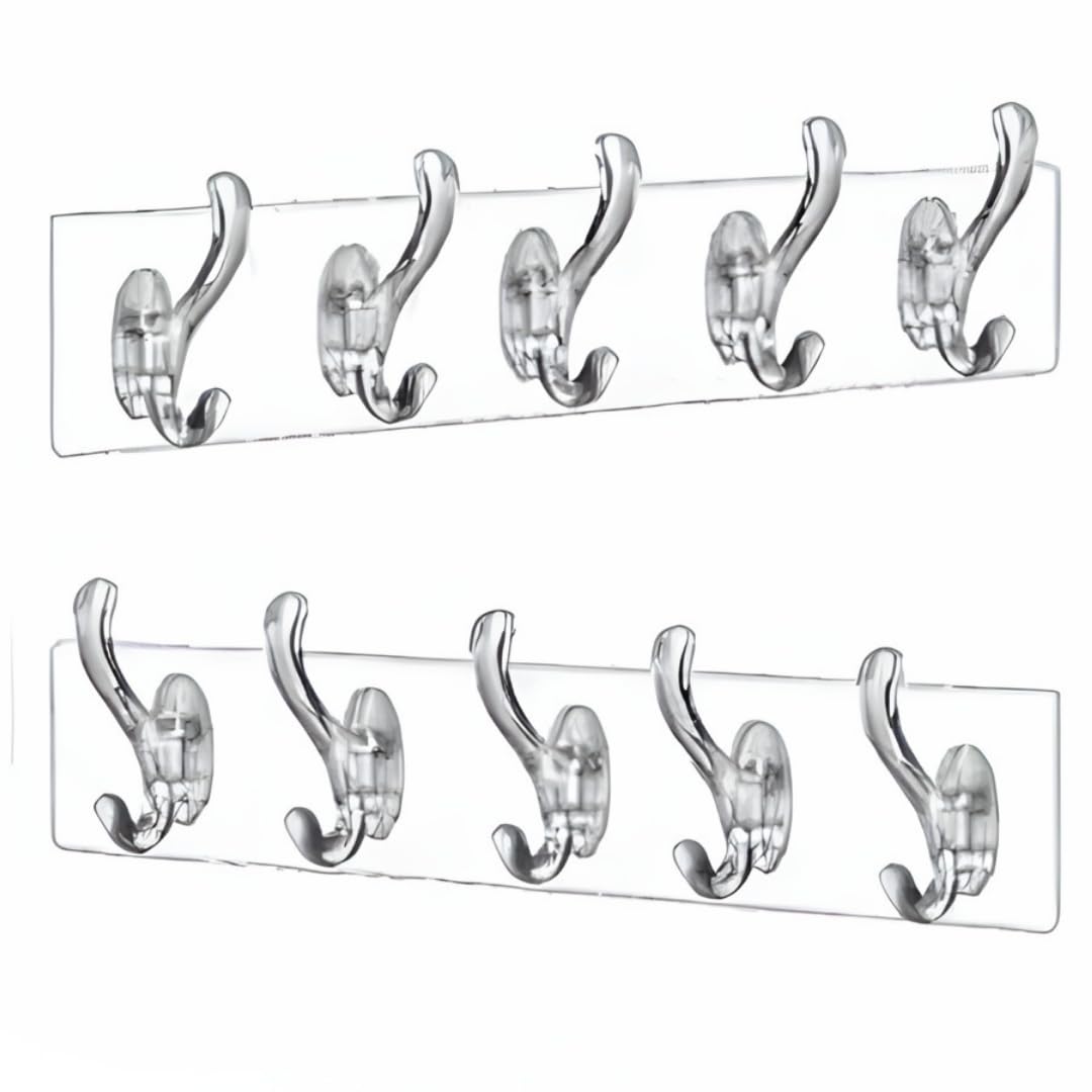 Jouis Şeffaf Duvar Askısı 5'li Iz Bırakmayan Güçlü Yapışkanlı Askı Kapı Arkası Banyo Mutfak Düzenleyici Kanca Askılık (2 ADET)