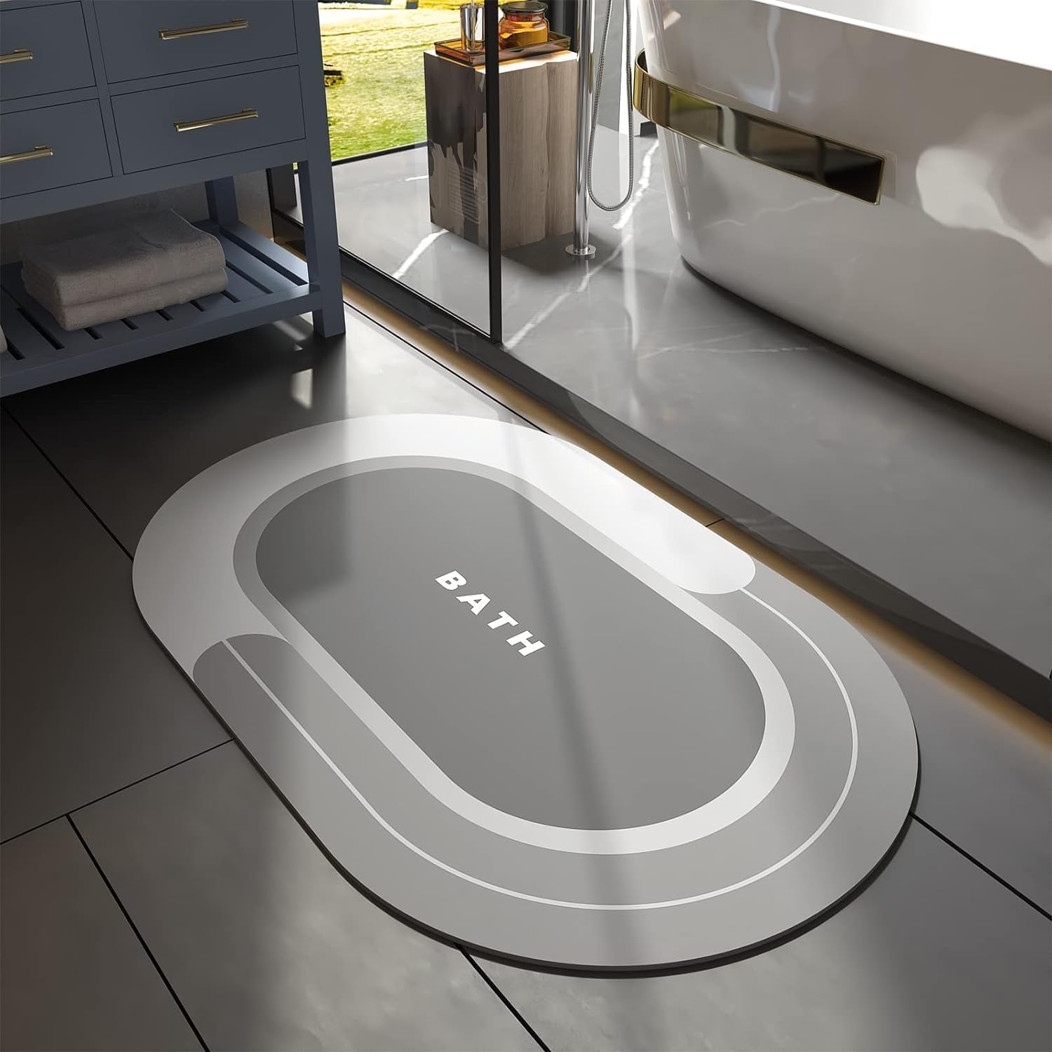 NetMarkt Banyo Paspası - Süper Emici Kaymaz Hızlı Kuruyan Lekeye Dayanıklı Halı - Dış Mekan Küvet Duş Odası için Kolay Bakım 58 cm