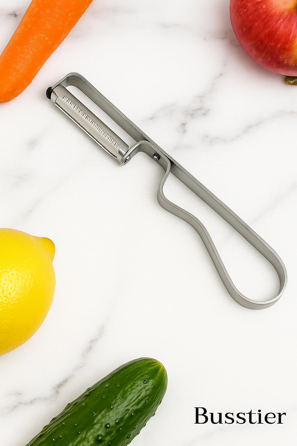 Busstier Lüks Yan Soyacak, Sebze, Domates, Patates Soyacağı, Paslanmaz Çelik Ergonomik Mutfak Soyacağı, Meyve ve Sebze İçin Dayanıklı Soyacak, Kolay Temizlenebilir Soyma Aleti