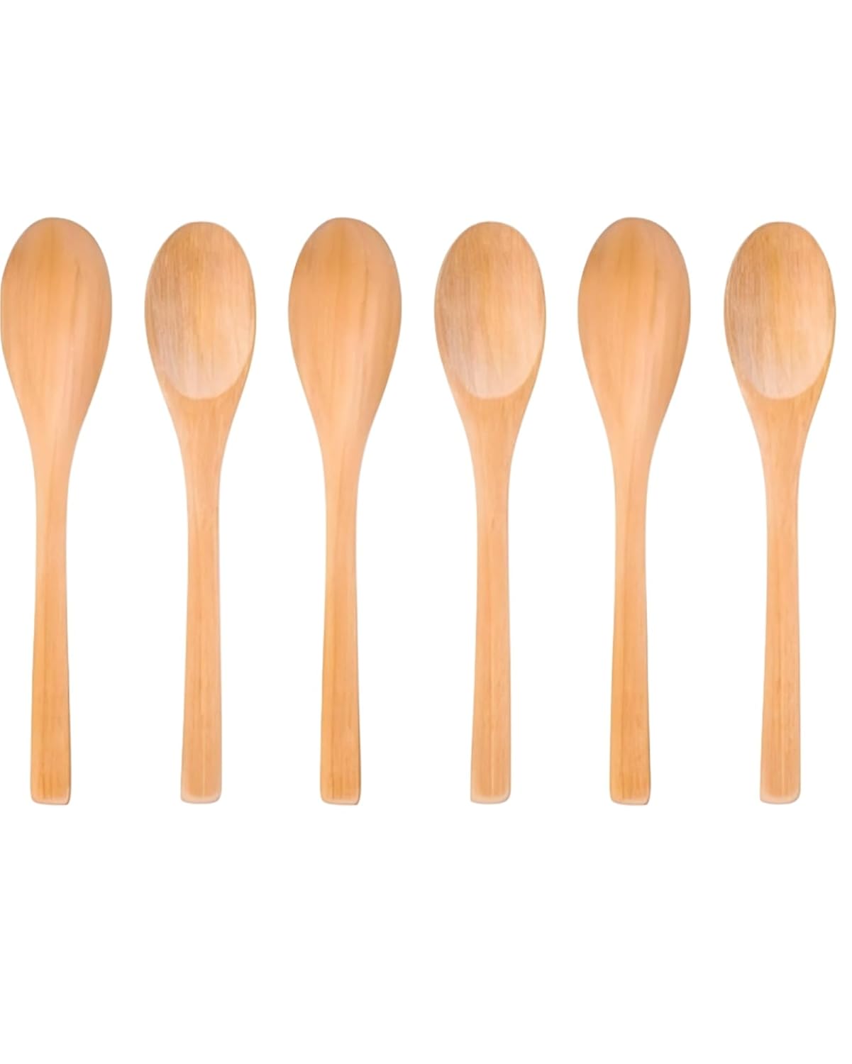 MTA HIGH-TECH 6’lı Küçük Tahta Kaşık Seti – Doğal Ahşap Mini Kaşıklar, Bal, Reçel, Tuz, Şeker, Baharat ve Soslar İçin Ergonomik ve Dayanıklı