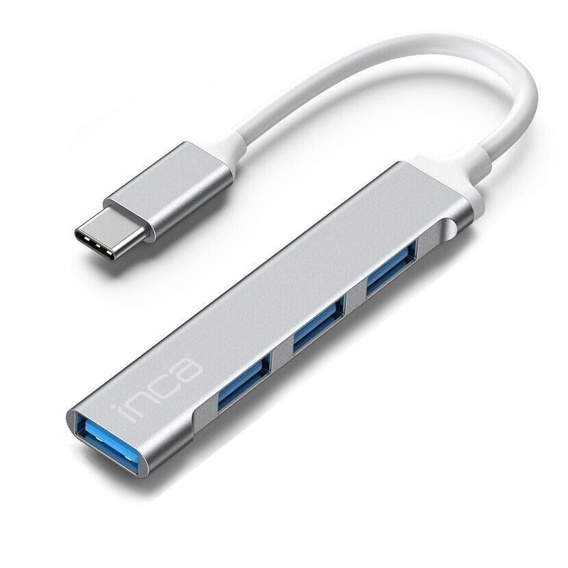 Inca IUSB-04TXT USB-C Hub, 4 Bağlantı Noktalı, 1x USB 3.0 + 3x USB 2.0, İnce Alüminyum Kasa