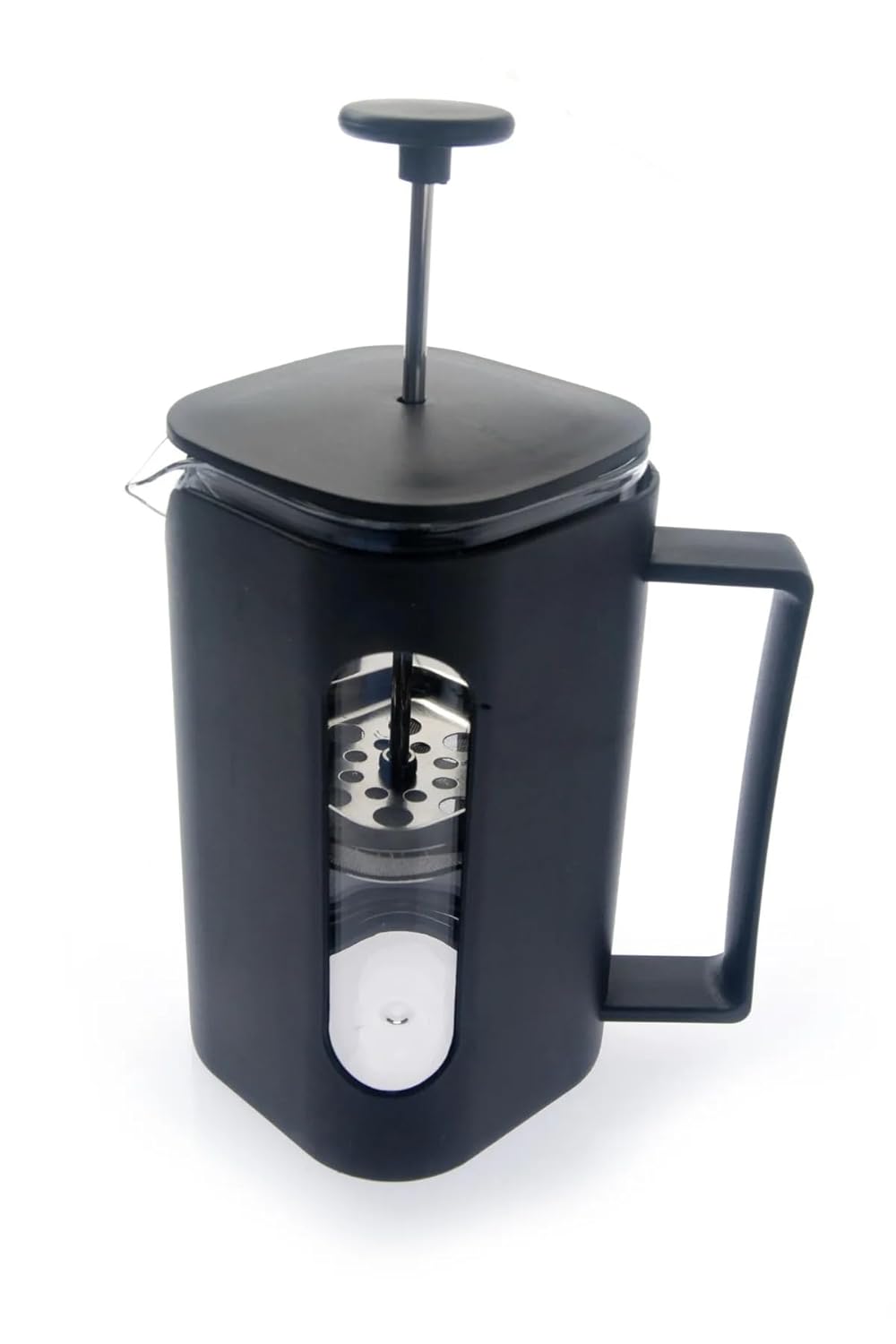 French Press Kahve Demleme Ekipmanı, 350 ml, Siyah, Cam Isıya Dayanıklı Cam, Paslanmaz Çelik Filtreli, Siyah Renkli Kahve ve Bitki Çayı Demliği