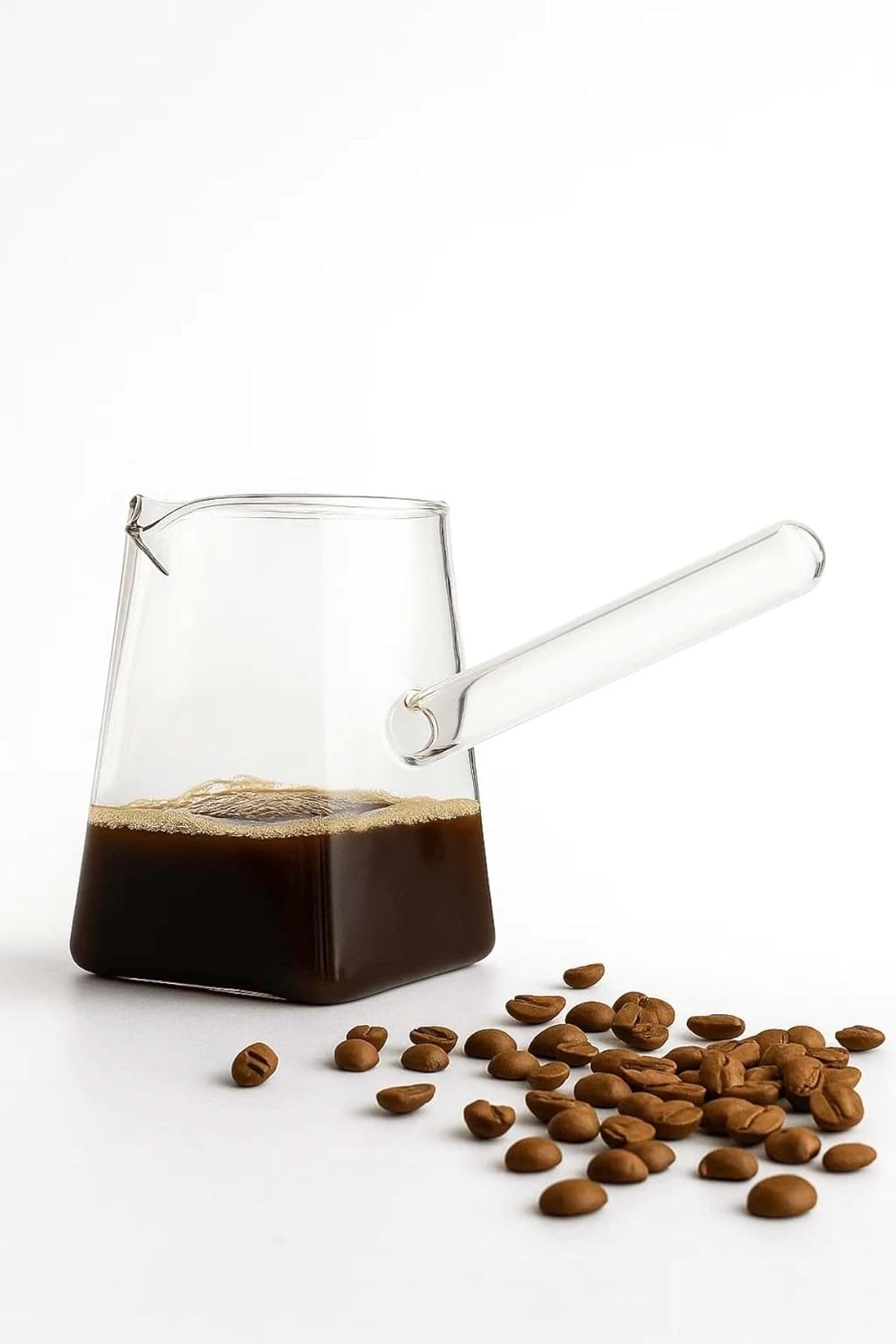 Jenisa Borosilikat Cam Cezve – Isıya Dayanıklı, Ocak Üstü Uyumlu Şeffaf Kahve Cezvesi 400 ml