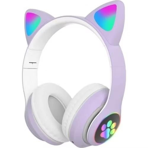 HEARTZ H10 CAT KEDİLİ LED IŞIKLI KAFAÜSTÜ BLUETOOTH KULAKLIK (LİLA MOR)