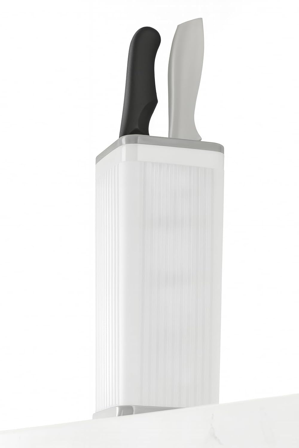 MTA HIGH-TECH Tezgah Üstü Bıçak Standı Beyaz – 24 cm Kompakt Boy, Beyaz Gövde, Detaylı Modern Tasarım, ABS Plastik Dayanıklı Bıçak Organizeri, Mutfak, Restoran ve Kamp Kullanımı İçin (Bıçaklar Hariç)